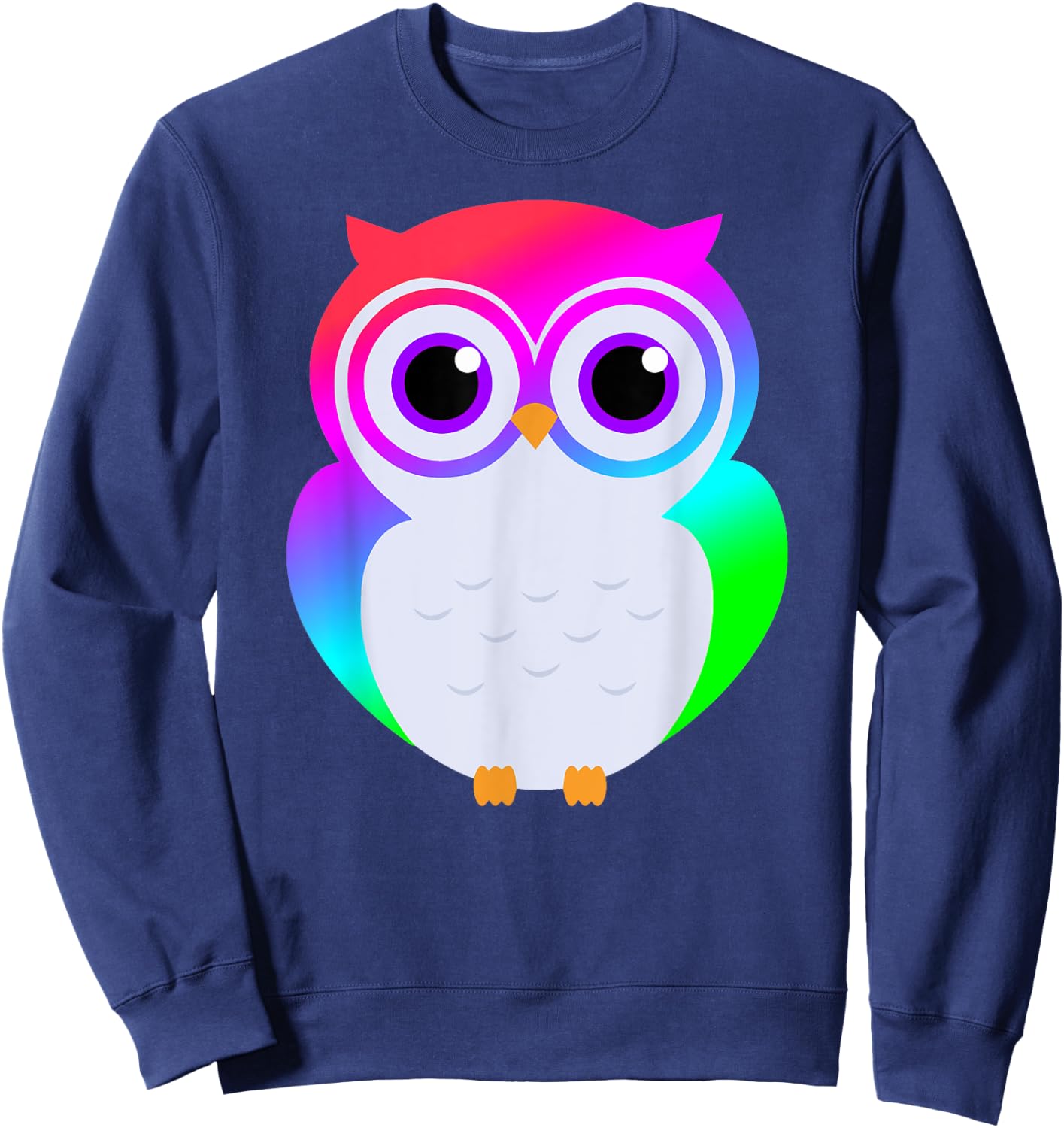 Electric Neon Rainbow Owl Rave Fashion Sweatshirt - Sweatshirt | Navy