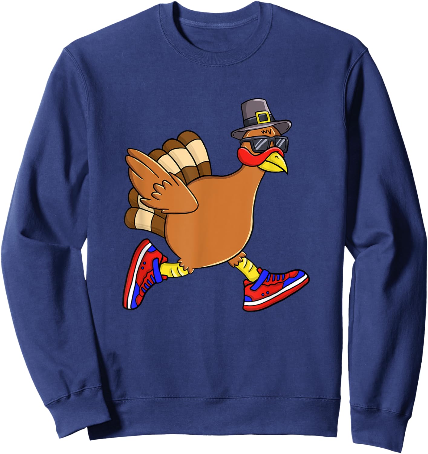 Turkey Trot Funny Thanksgiving Day Running 5K Pilgrim Gift Sweatshirt - Sweatshirt | Navy