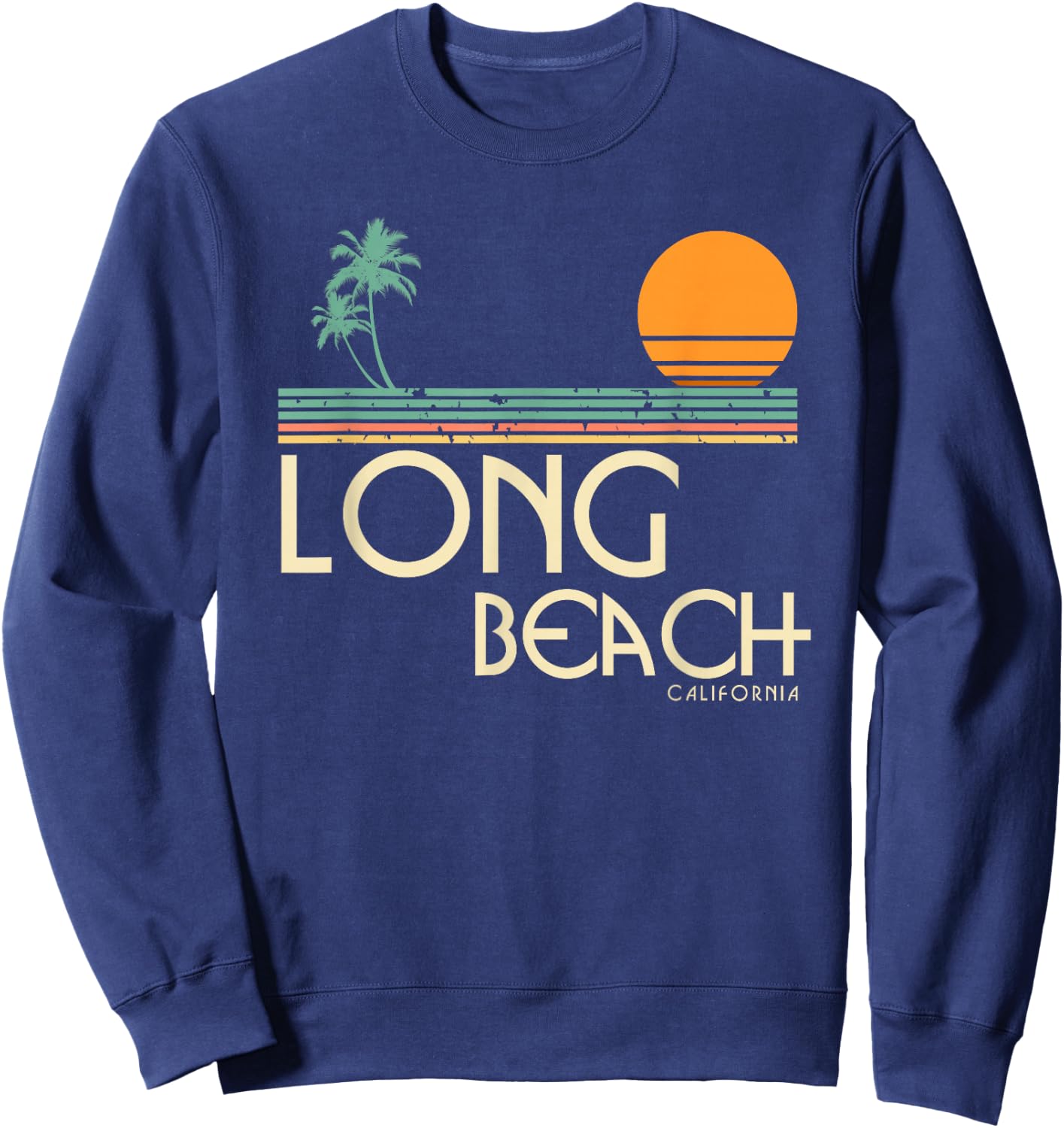 Vintage Long Beach California Sweatshirt - Sweatshirt | Navy