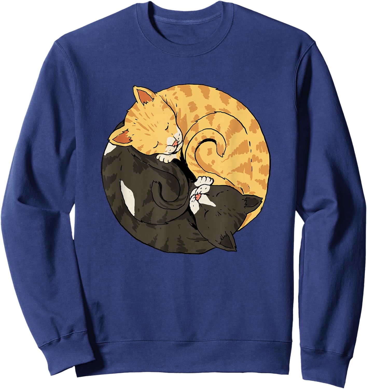 Yin and Yang Cats Yoga Zen Cats Ying Yang Meditation Sweatshirt - Sweatshirt | Navy