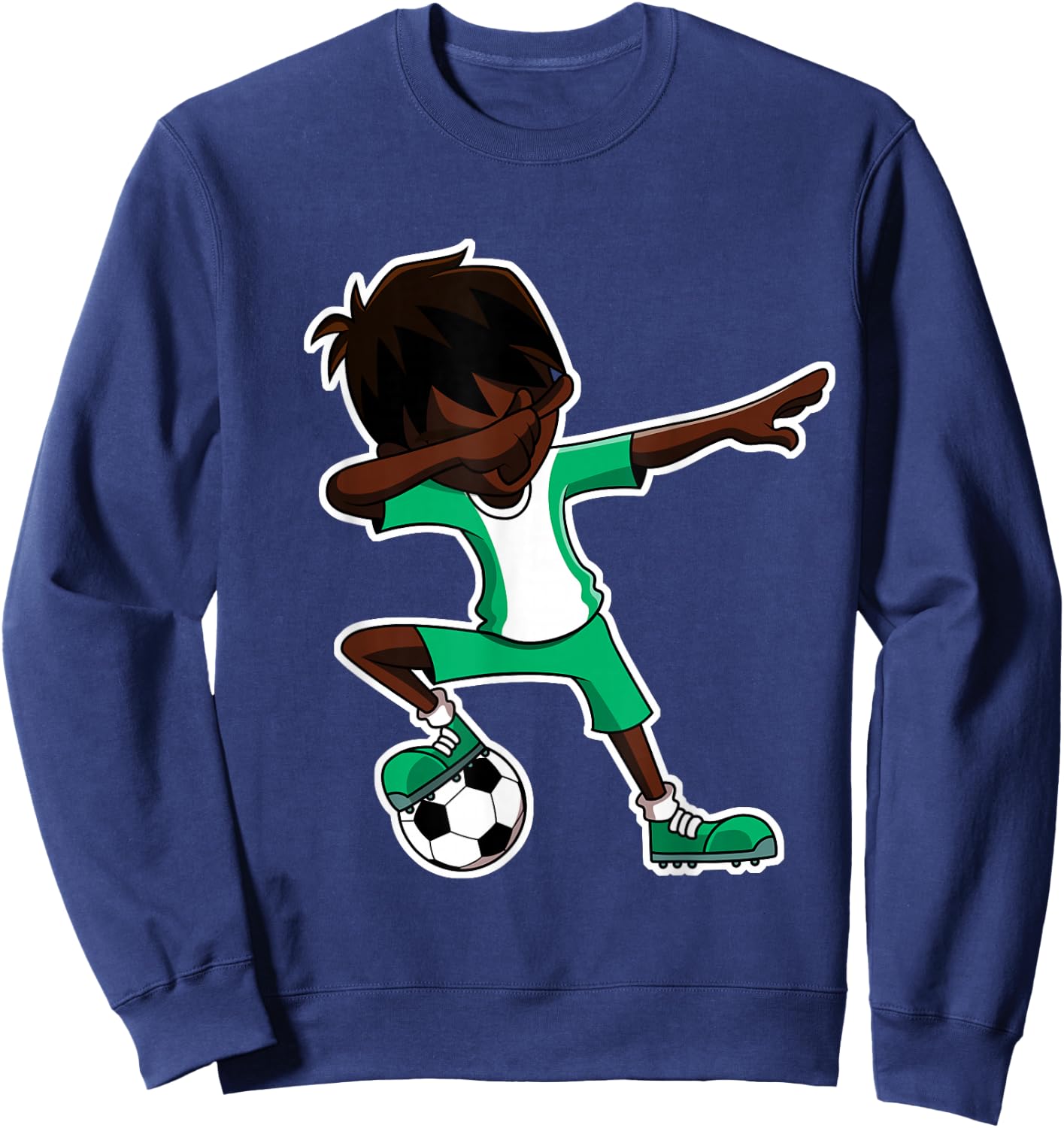 Dabbing Soccer Boy Nigeria Shirt, Nigerian Flag Jersey, Dab Sweatshirt - Sweatshirt | Navy