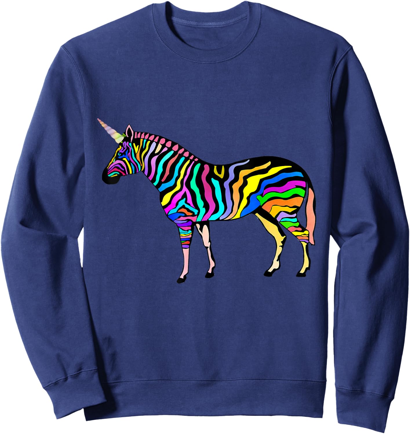 Funny Rainbow Zebra Unicorn T Shirt | Zebracorn Youth Sweatshirt - Sweatshirt | Navy