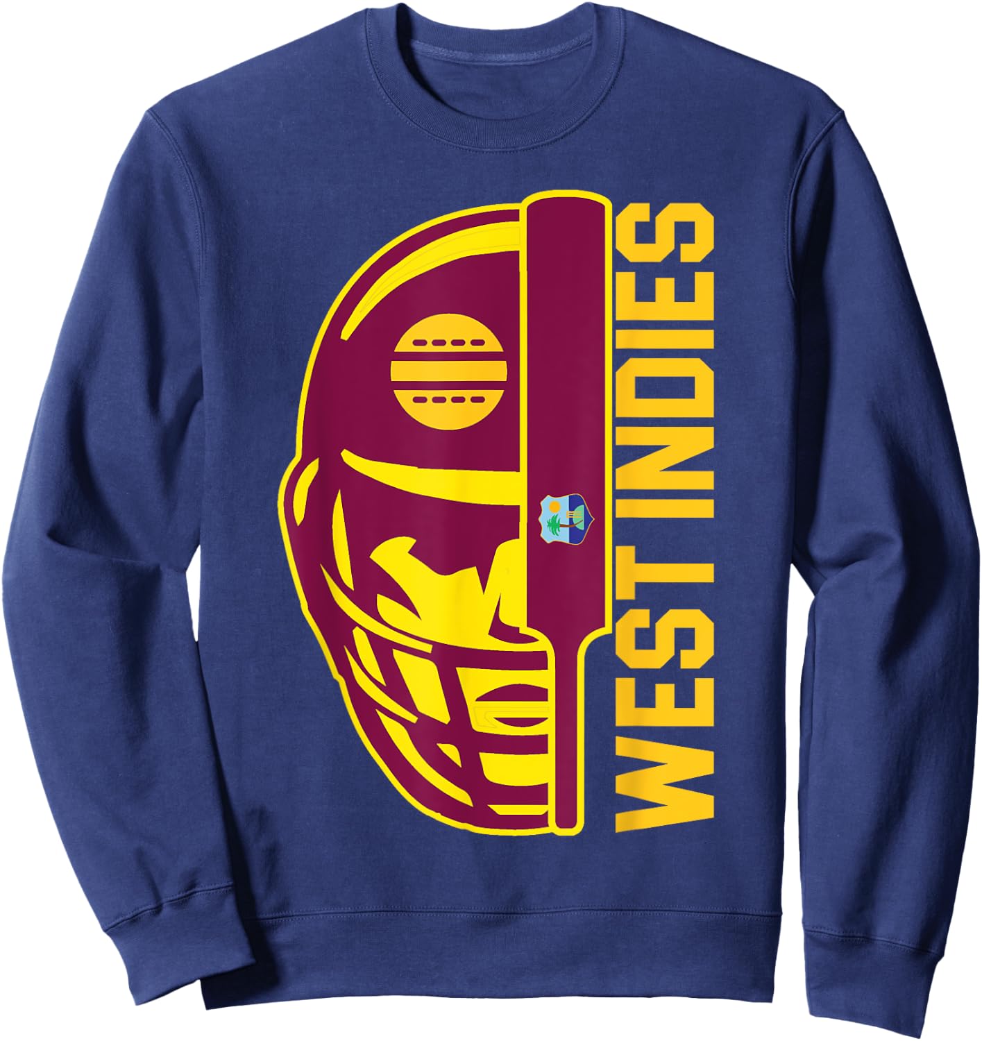 Cricket West Indies Fan Helmet Ball and Bat Design Sweatshirt - Sweatshirt | Navy