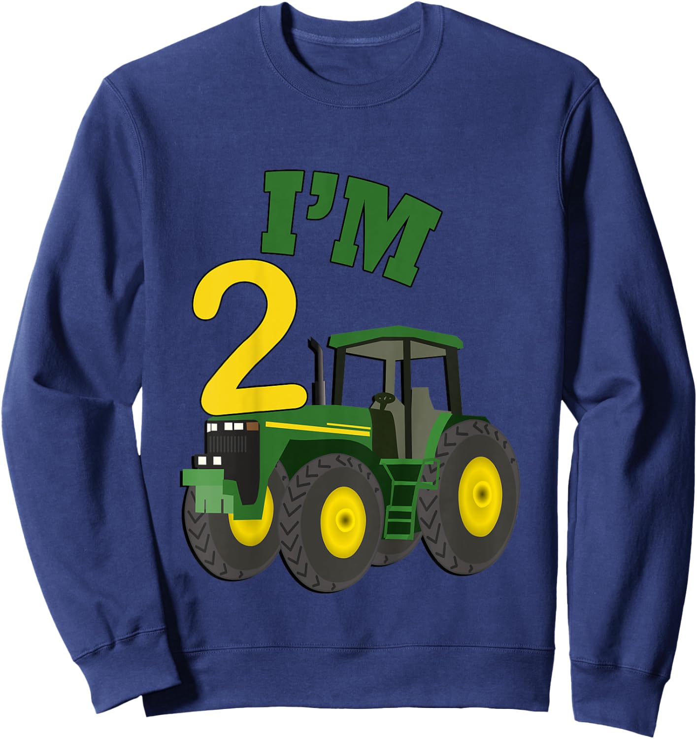 Birthday 2 Yr Old Farming Tractors Truck Birthday Gift Sweatshirt - Sweatshirt | Navy