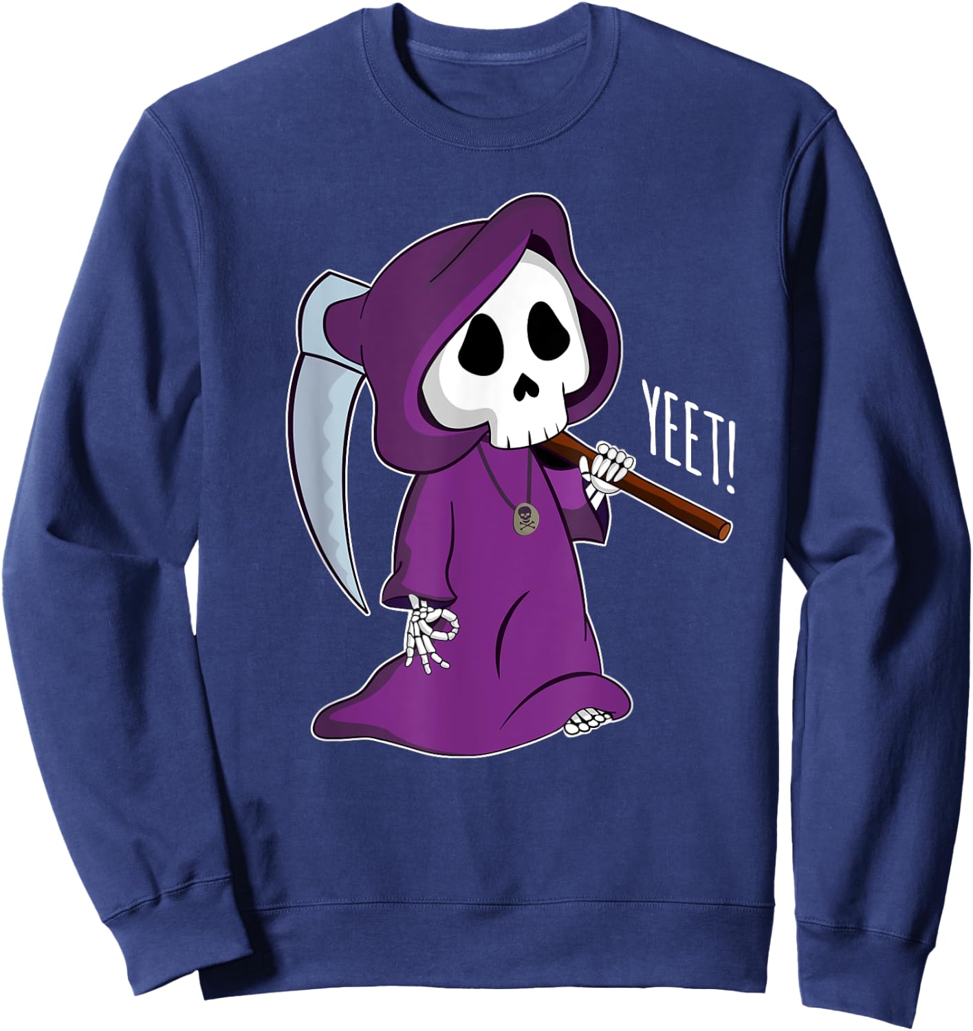 Circle Game Funny Grim Reaper Halloween Yeet Sweatshirt - Sweatshirt | Navy
