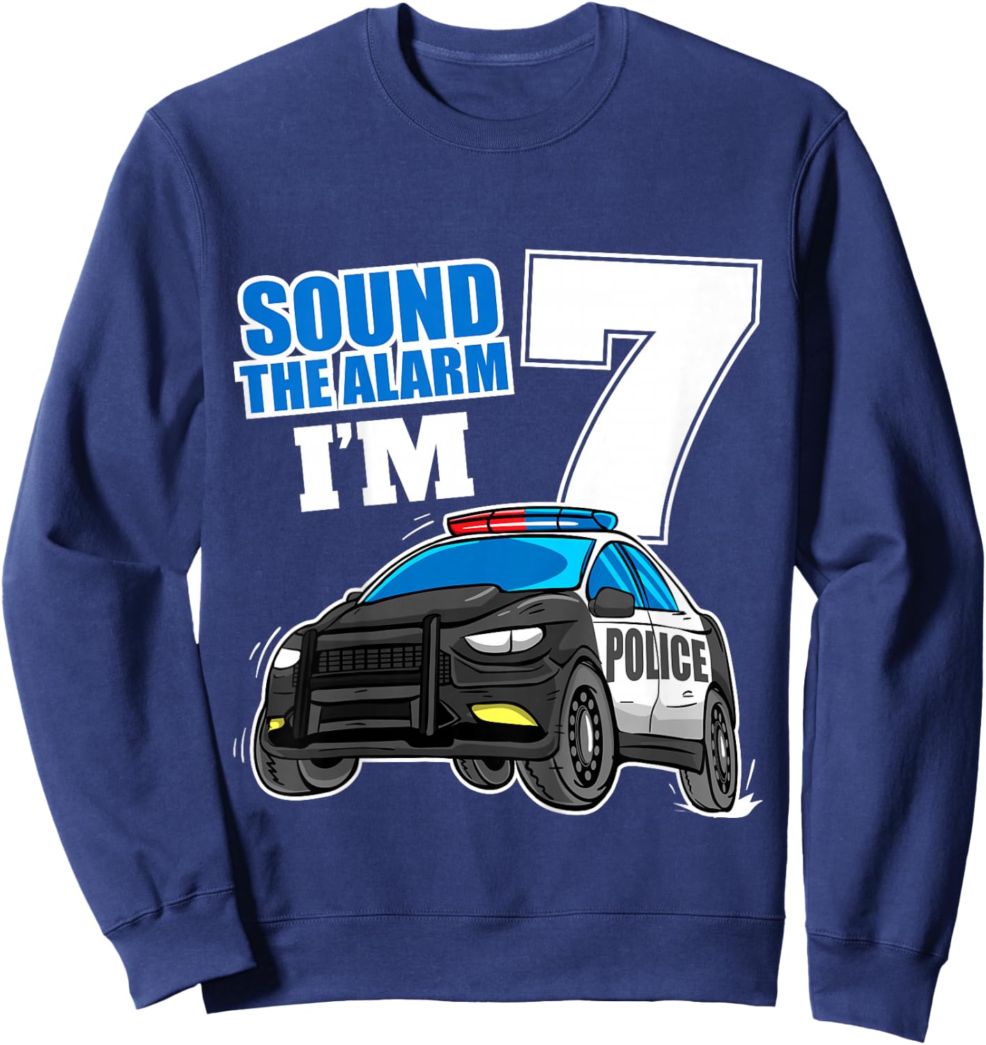 Kids Police Car 7th Birthday Boy 7 Cop Policeman Officer Seven Sweatshirt - Sweatshirt | Navy