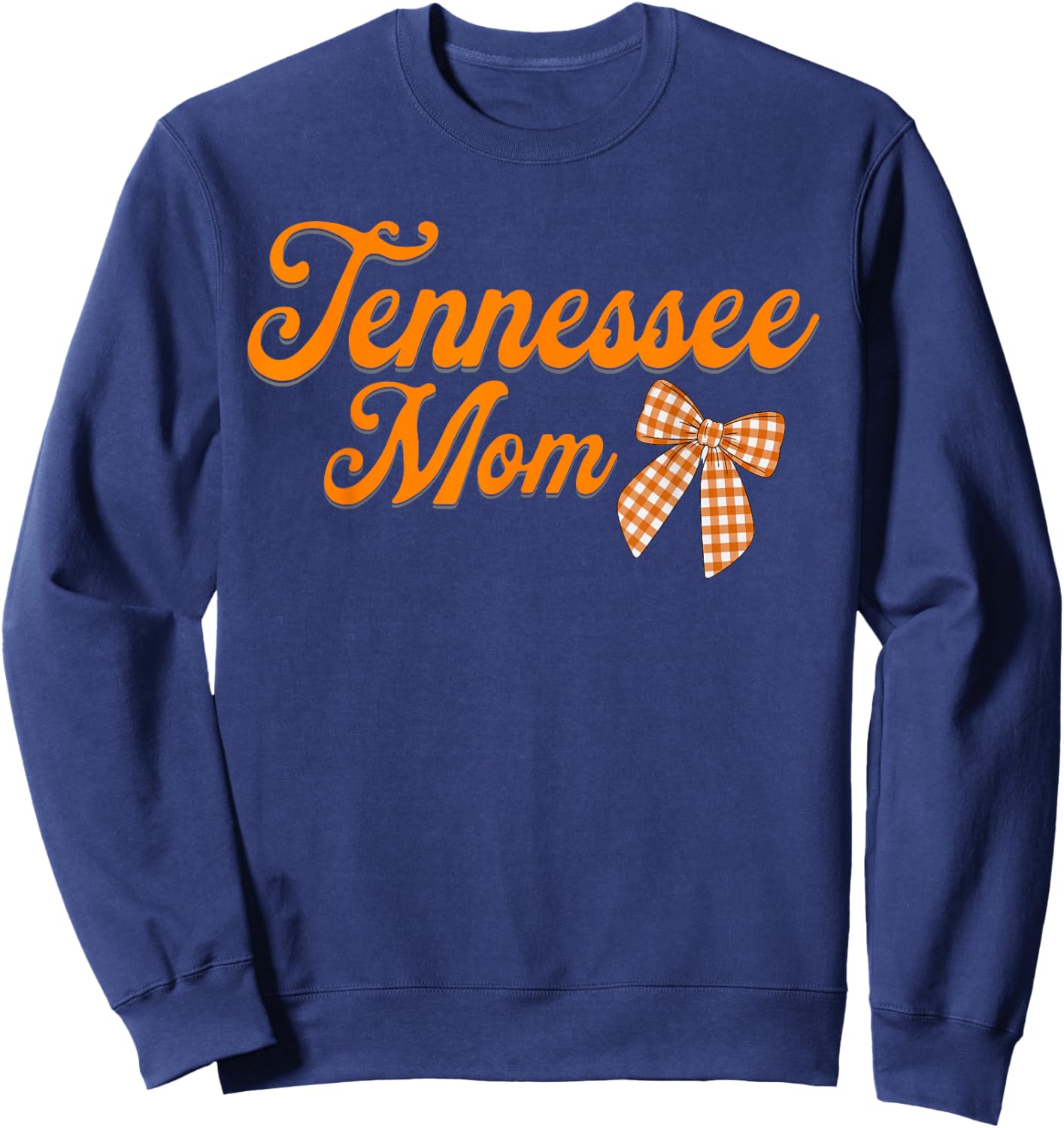 Cute Tennessee Mom with Bow - Orange and White Checked Sweatshirt - Sweatshirt | Navy
