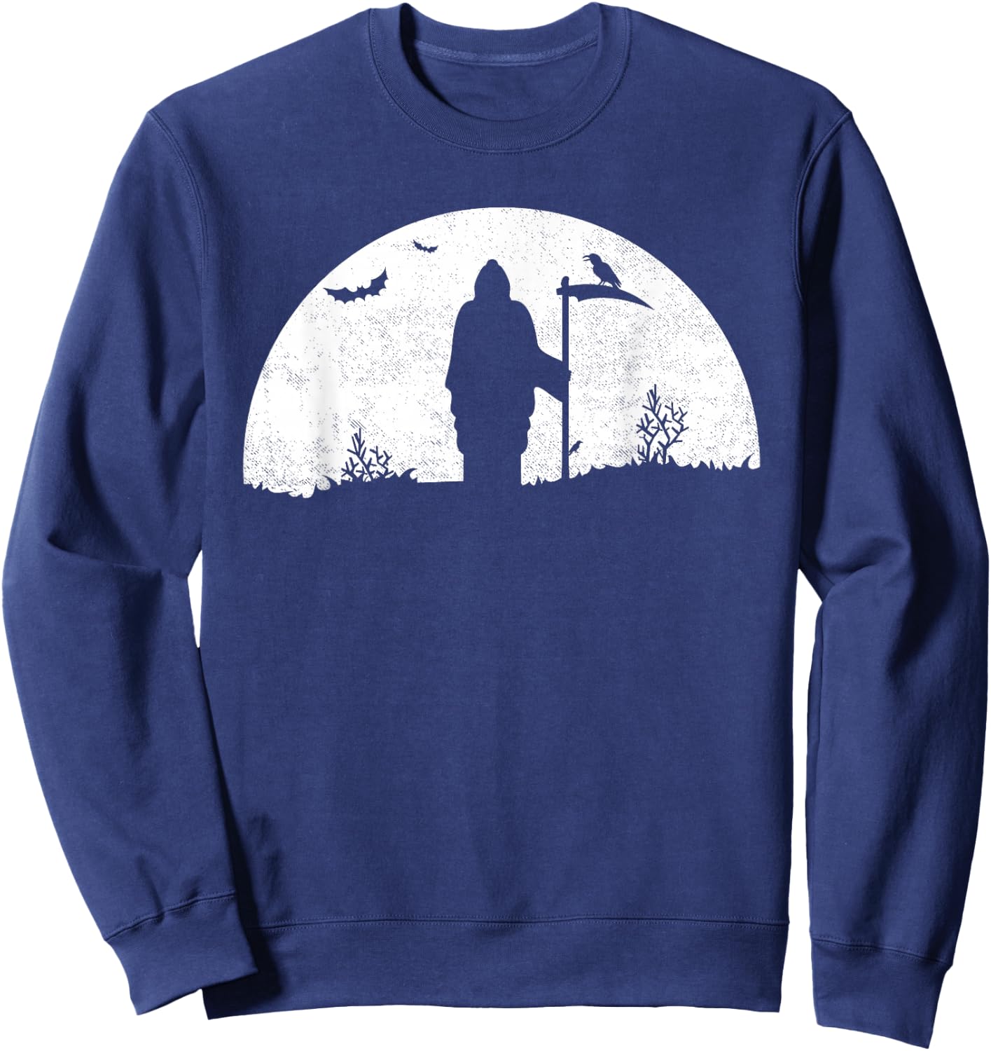 Death Grim Reaper Graphic T Shirt Distressed Vintage Look Sweatshirt - Sweatshirt | Navy