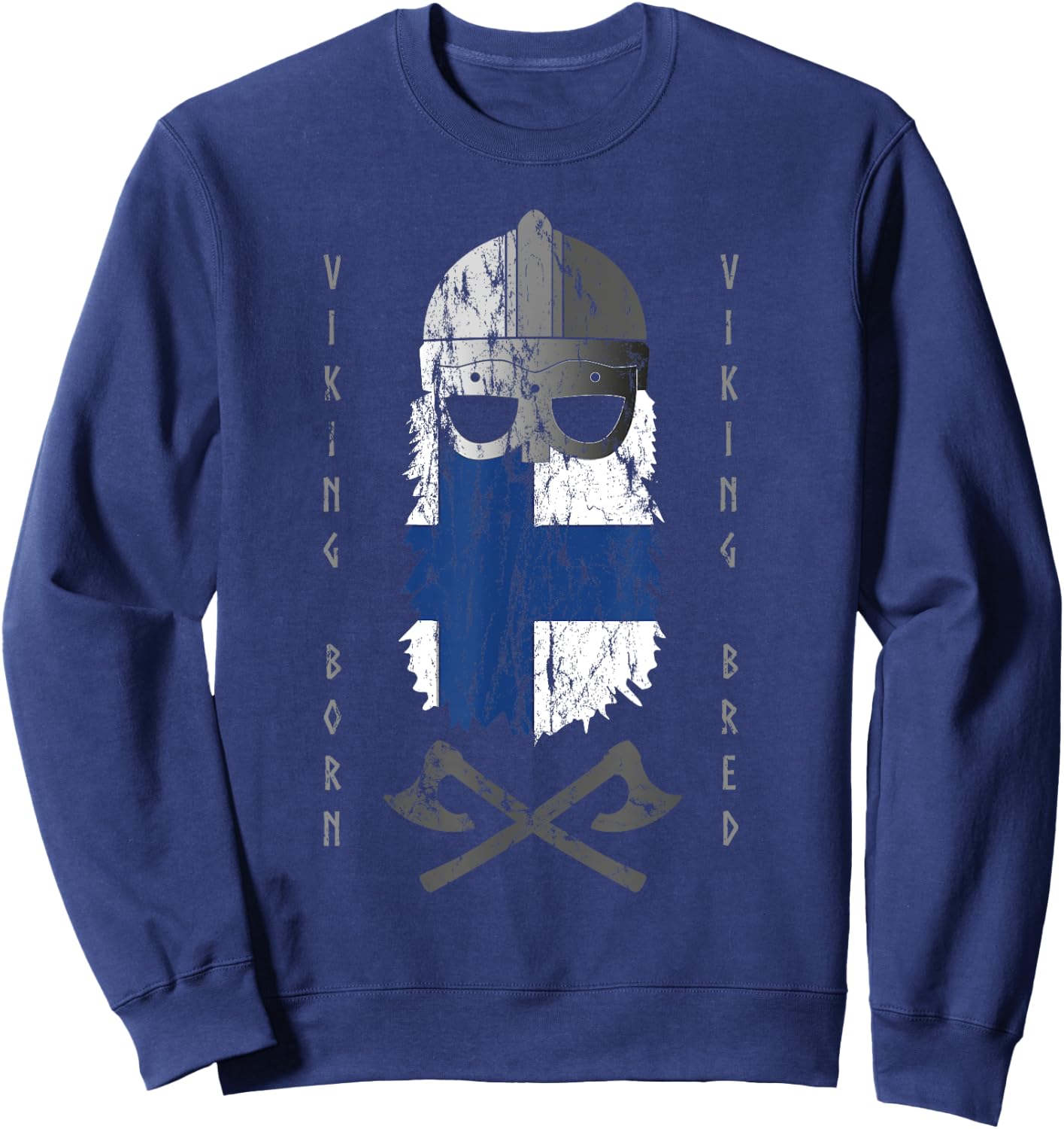 Finland Viking Finnish Warrior with Helmet and Axes Sweatshirt - Sweatshirt | Navy