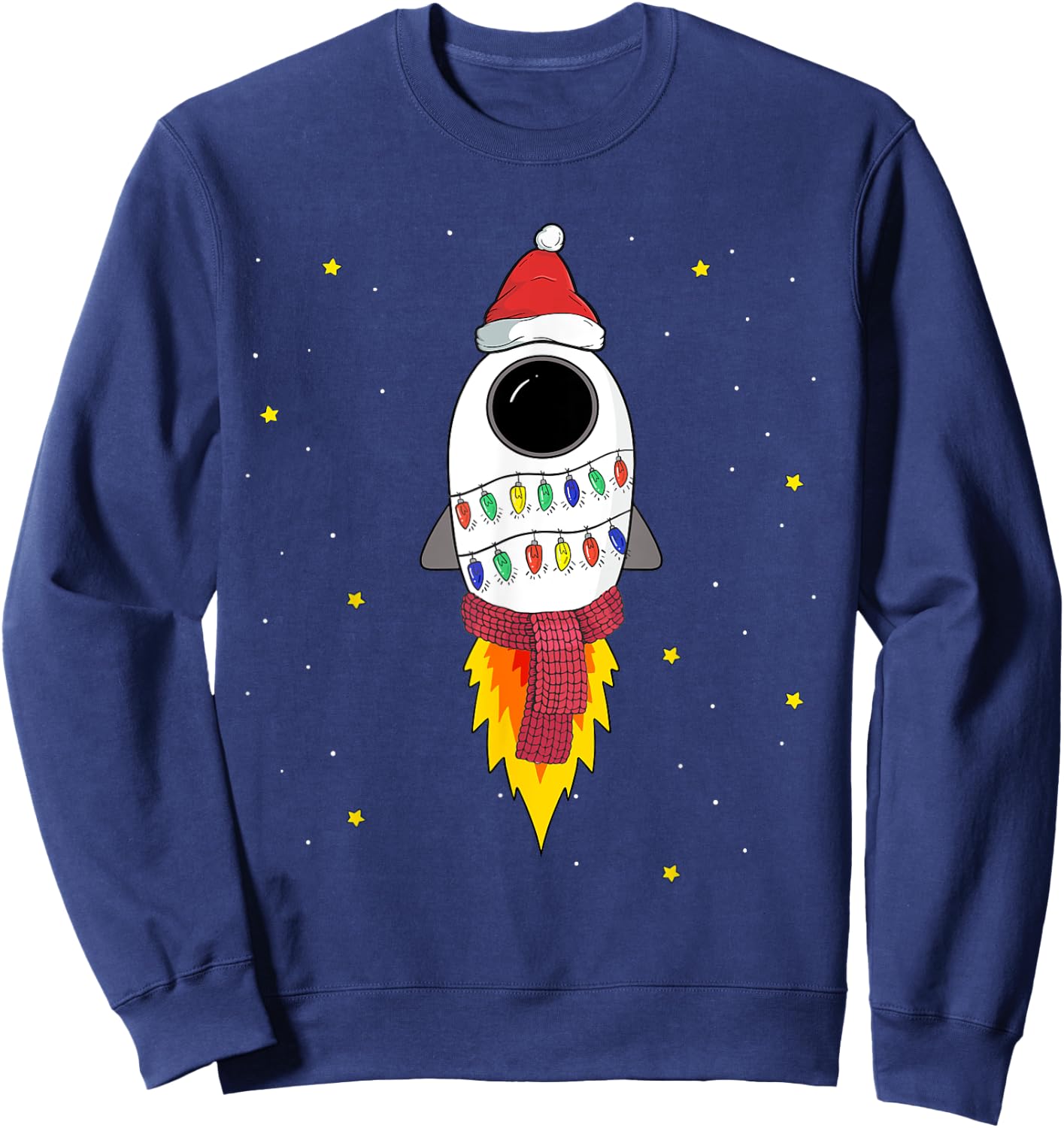 Christmas Space Rocket Pajama Top Santa Space Themed Gift Sweatshirt - Sweatshirt | Navy