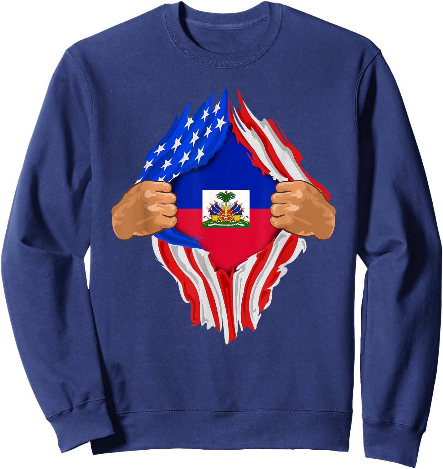 Haitian Blood Inside Me | Haiti Flag Gift Sweatshirt - Sweatshirt | Navy
