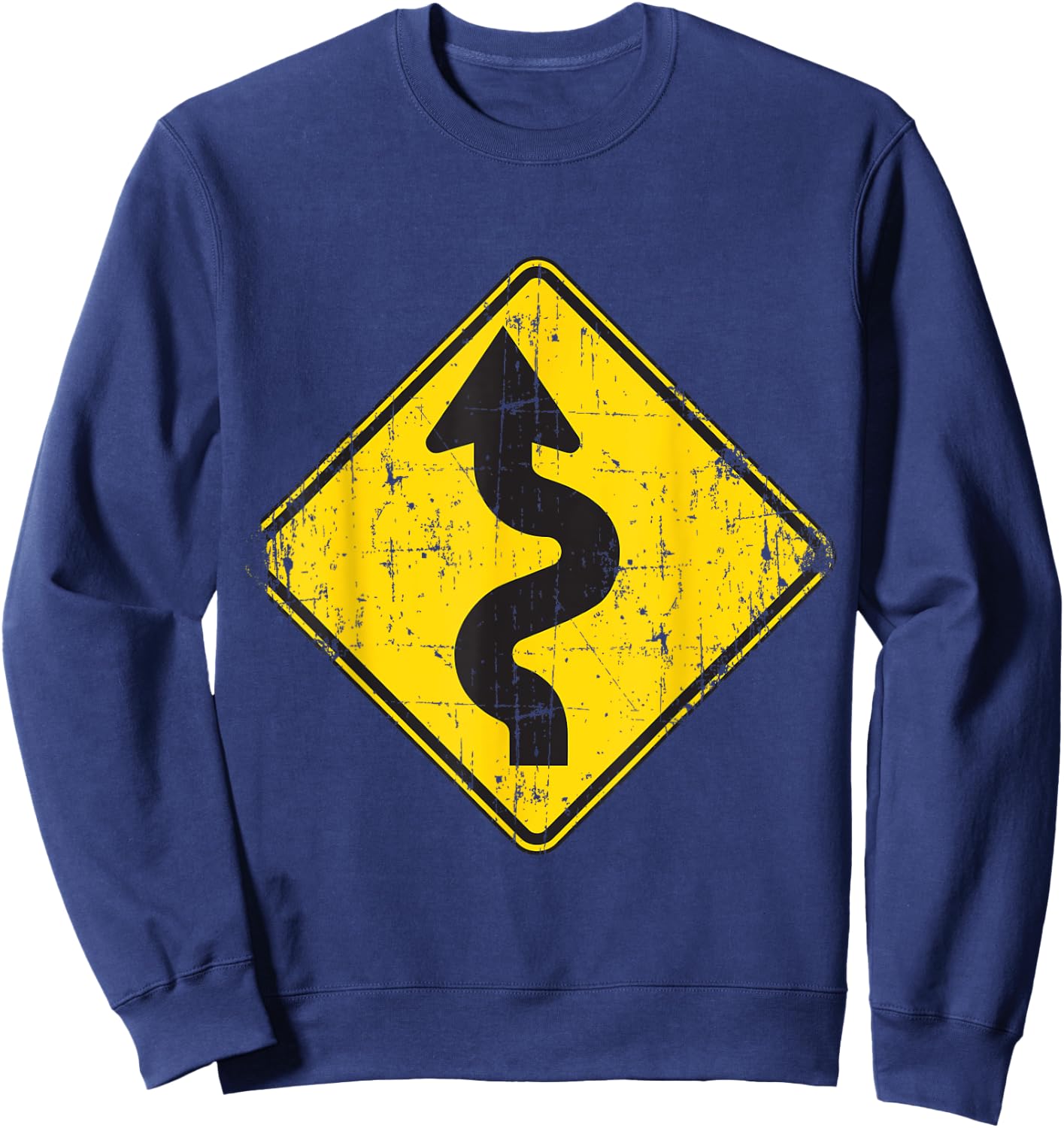 Traffic Street Windy Curve Road Sign T Shirts Sweatshirt - Sweatshirt | Navy