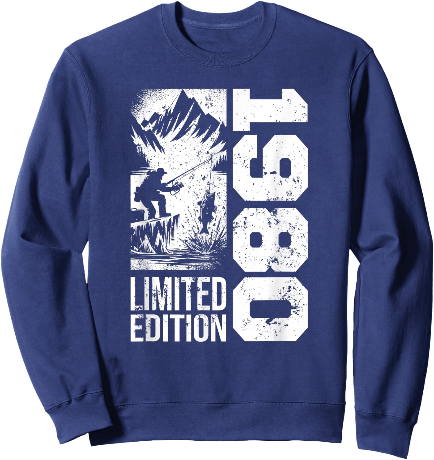 Fishermen Vintage born 1980 Birthday accessories Fishing Sweatshirt - Sweatshirt | Navy