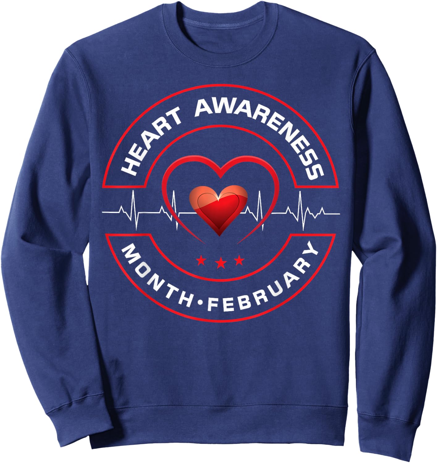 Heart Health Month February American Heart Health Sweatshirt - Sweatshirt | Navy