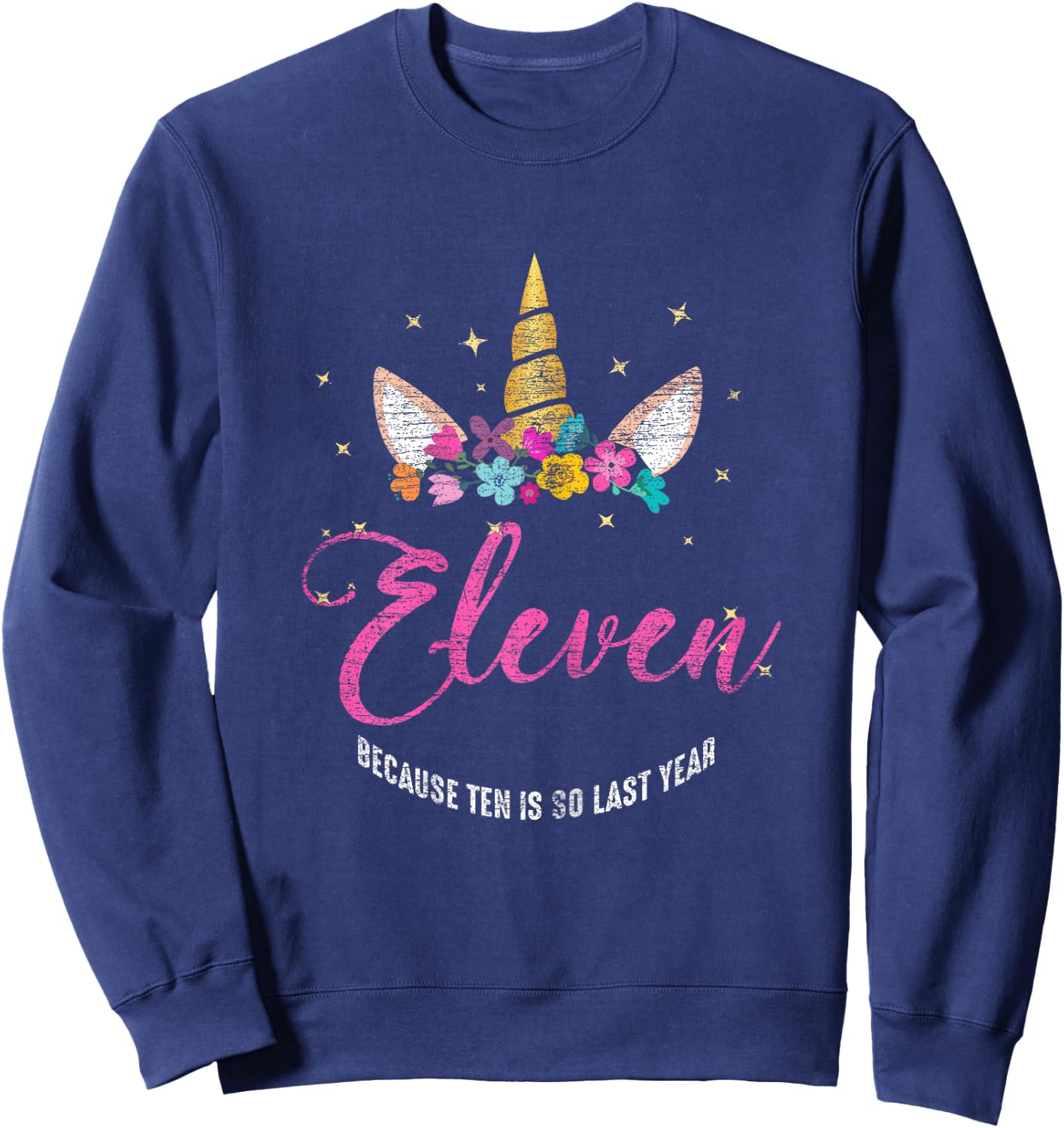 11 Years Old Birthday Girl Gifts Unicorn 11th Birthday Sweatshirt - Sweatshirt | Navy
