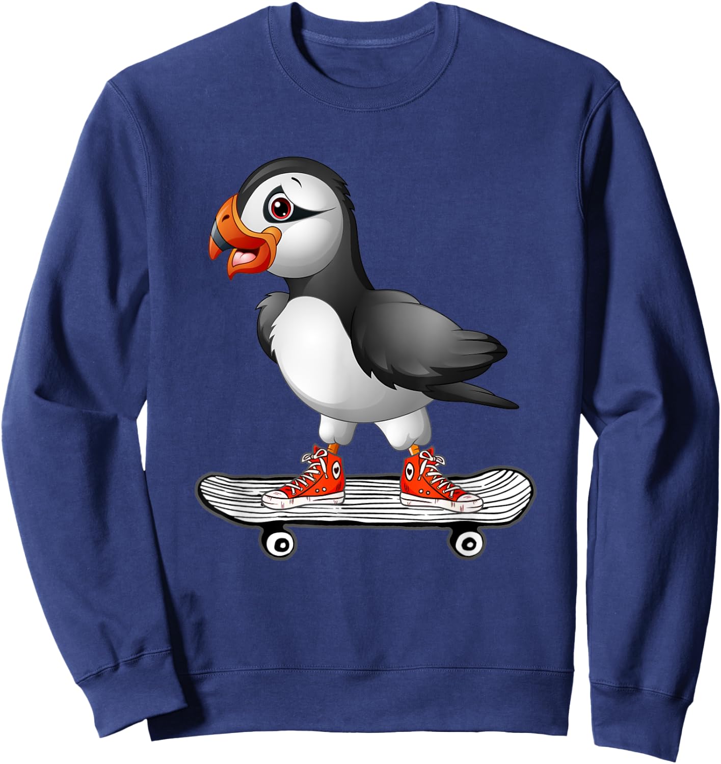 Puffin Shirt Skateboarding Skateboarder Iceland Bird Sweatshirt - Sweatshirt | Navy