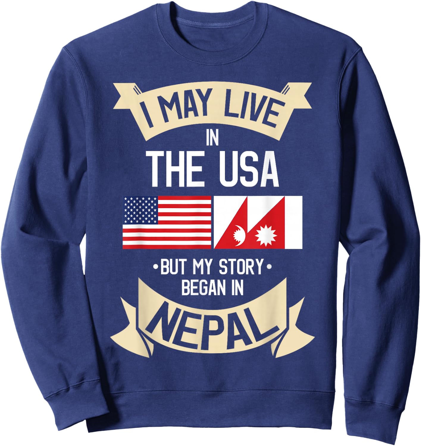 Nepal Flag Nepalese Gift Nepalis Sweatshirt - Sweatshirt | Navy