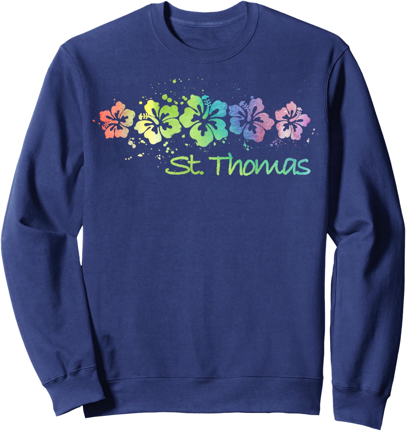 St Thomas Watercolour Beach Travel Surf Sweatshirt - Sweatshirt | Navy