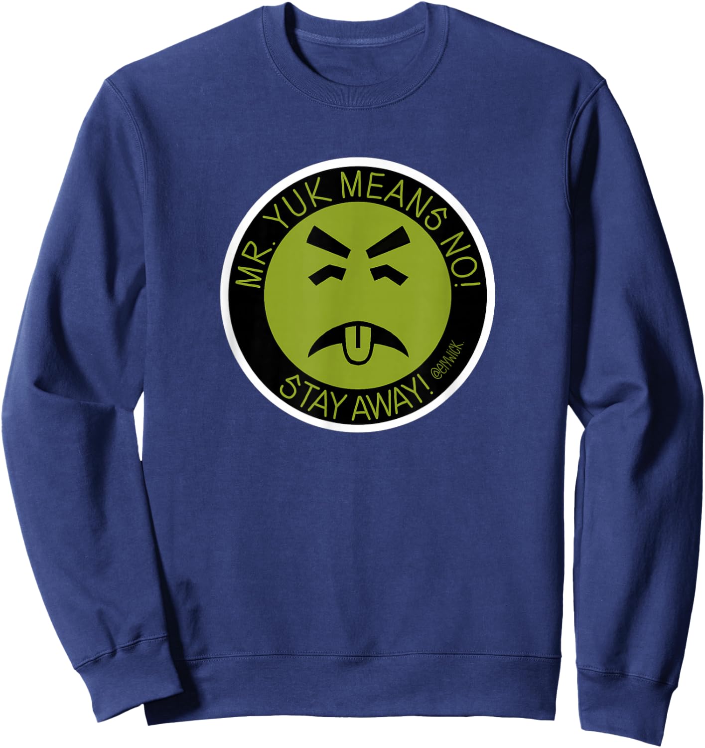 elywick. Adult Mr. Yuk - Black, Small, Short Sleeve, , Classic Fit, Cotton 65% Polyester 35% Sweatshirt - Sweatshirt | Navy