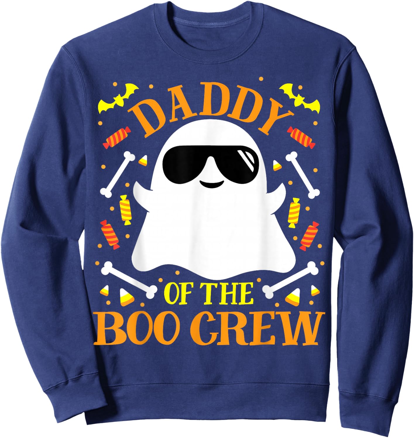 Daddy Boo Crew Ghost Matching Family Set Group Dad Halloween Sweatshirt - Sweatshirt | Navy