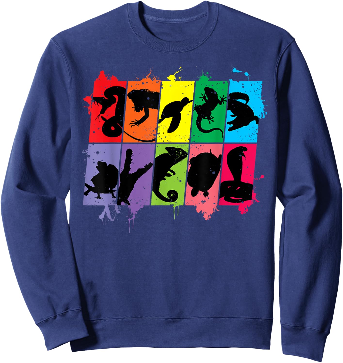 Reptile Lover Pet Snake Lizard Colorful Retro Sweatshirt - Sweatshirt | Navy