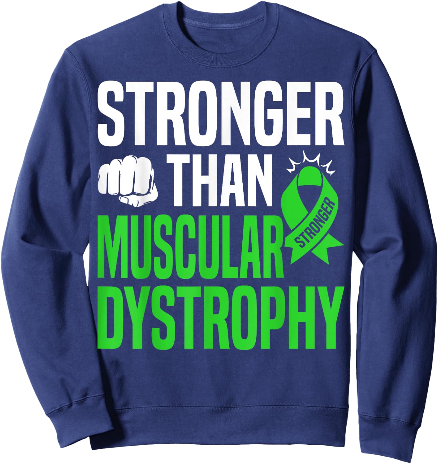 Becker Muscular Dystrophy Lime Green Awareness Ribbon Sweatshirt - Sweatshirt | Navy