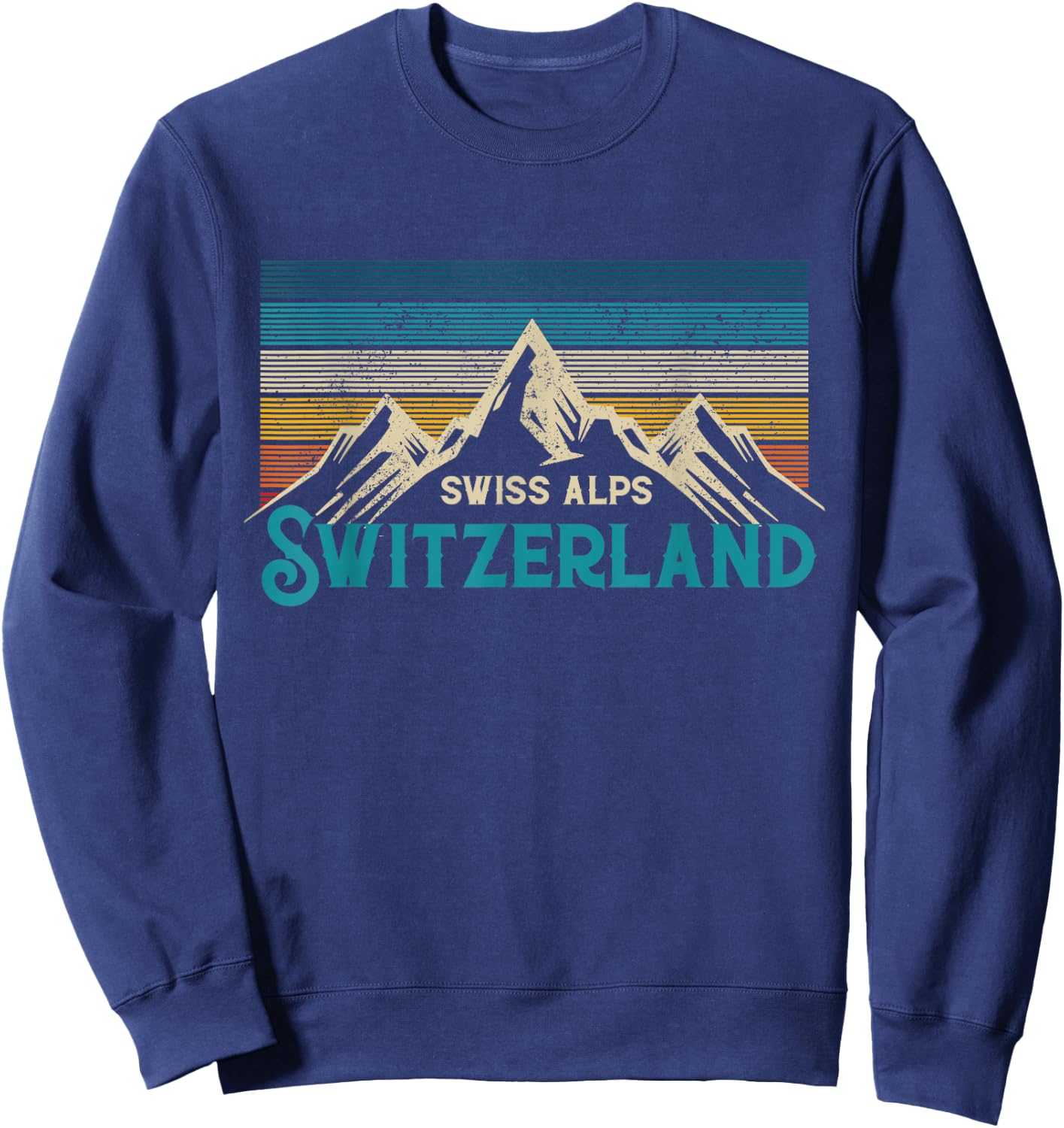 Swiss Alps Vintage Mountains Swiss Souvenir Gift Sweatshirt - Sweatshirt | Navy