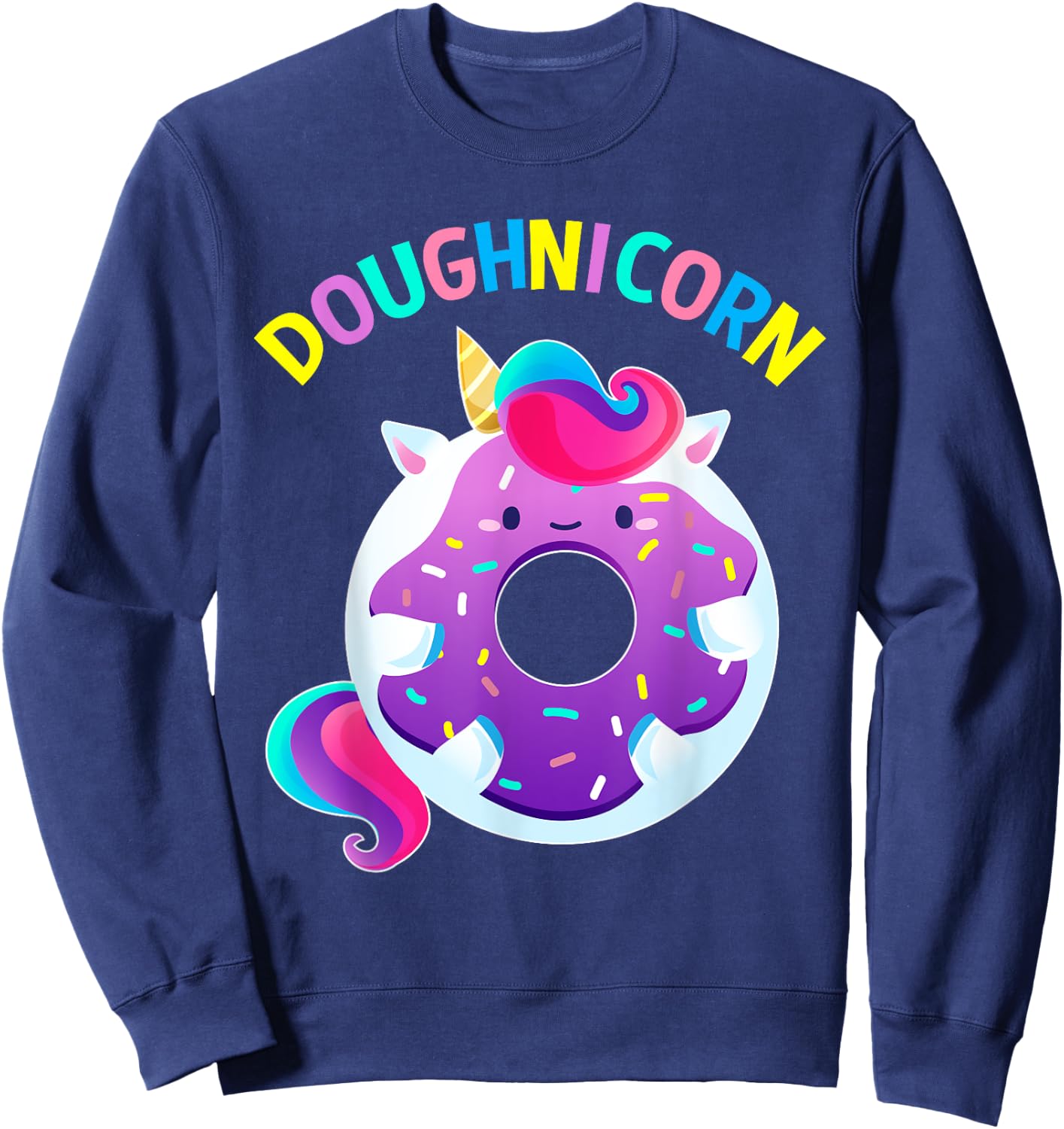 Cute Donut Unicorn Doughnicorn Gifts Squad Girls Sweatshirt - Sweatshirt | Navy
