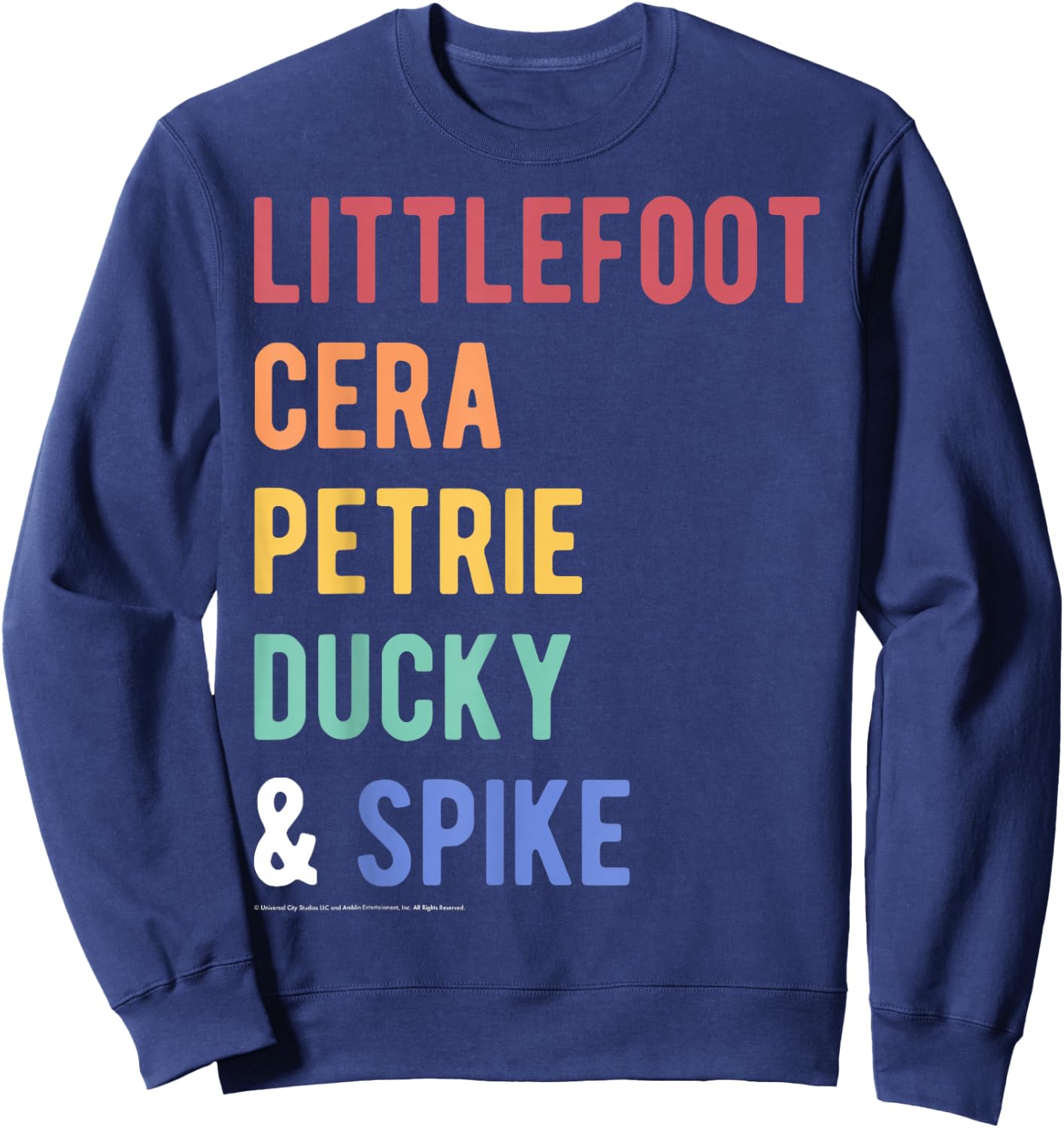 Land Before Time Littlefoot Cera Petrie Ducky & Spike List Sweatshirt - Sweatshirt | Navy
