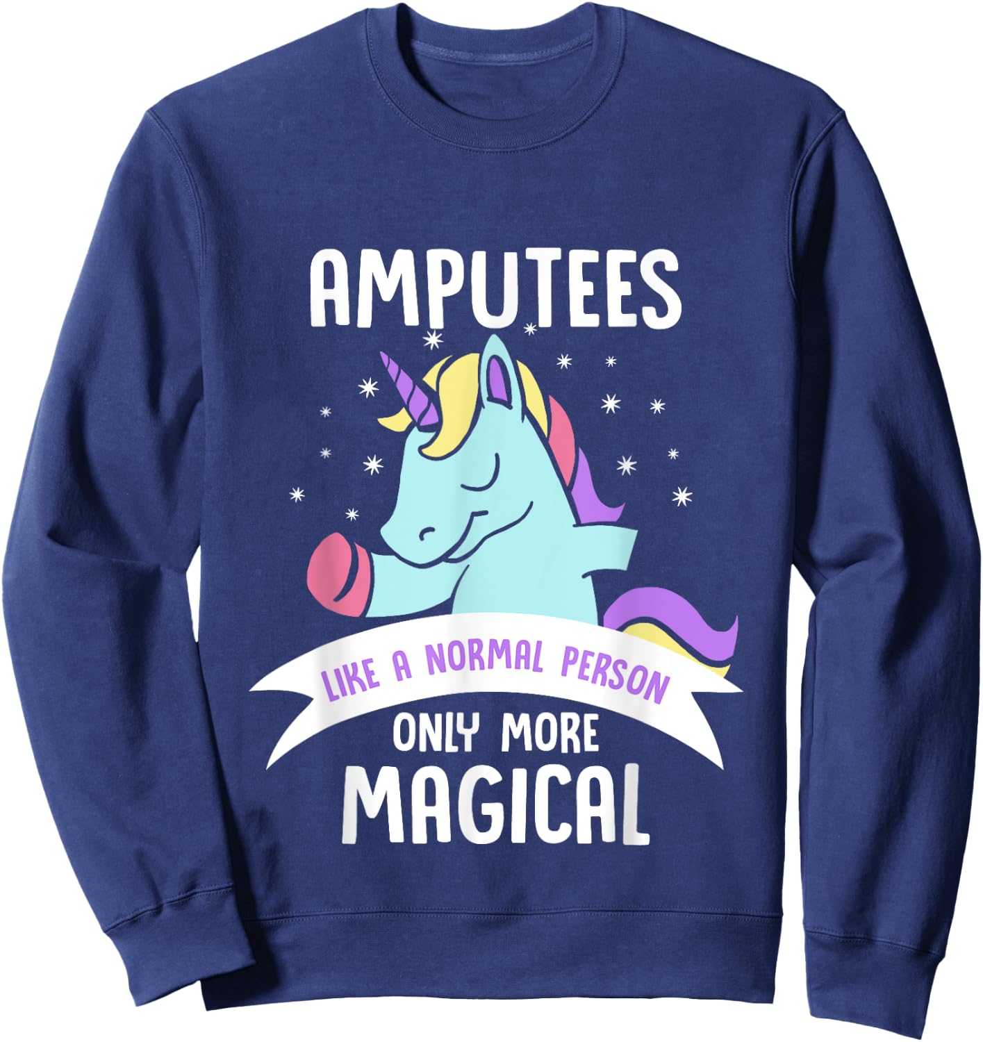 Amputee Amputation Survivor Warrior Shirts Men's Black Cotton Blend Classic Fit Short Sleeve Unicorn Humor Recovery Sweatshirt - Sweatshirt | Navy