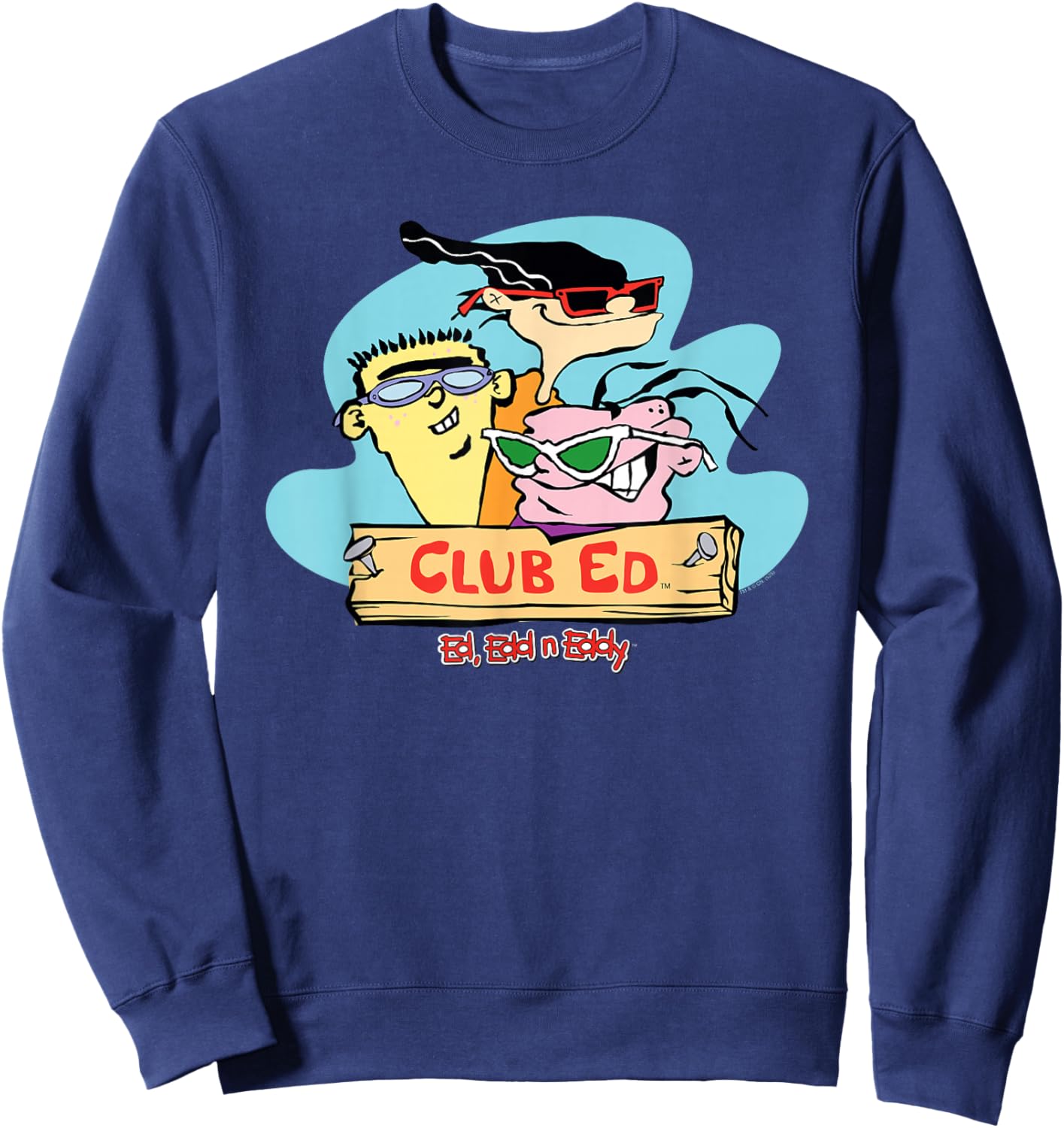 Ed, EDD N Eddy Club Ed Group Photo with Sunglasses Cartoon Sweatshirt - Sweatshirt | Navy