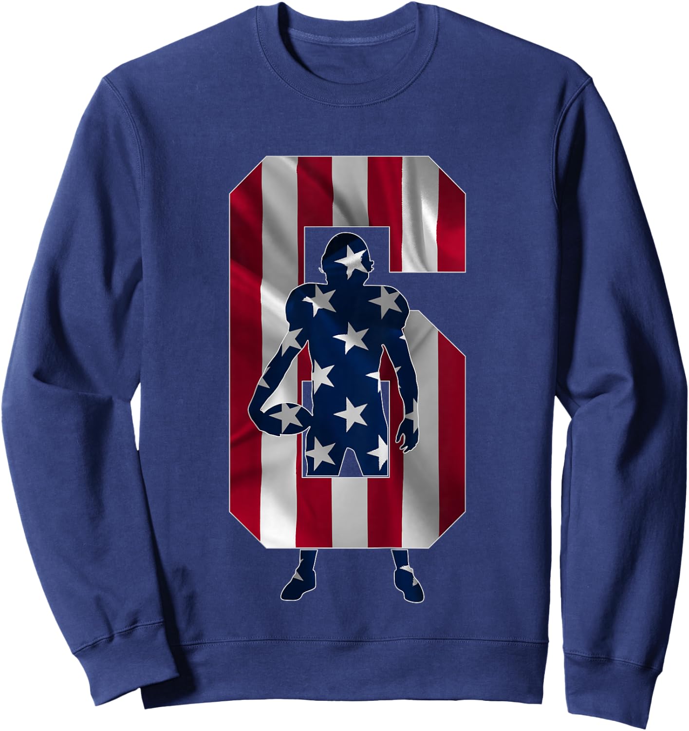 Number 6 Years Football 6th Birthday Sweatshirt - Sweatshirt | Navy