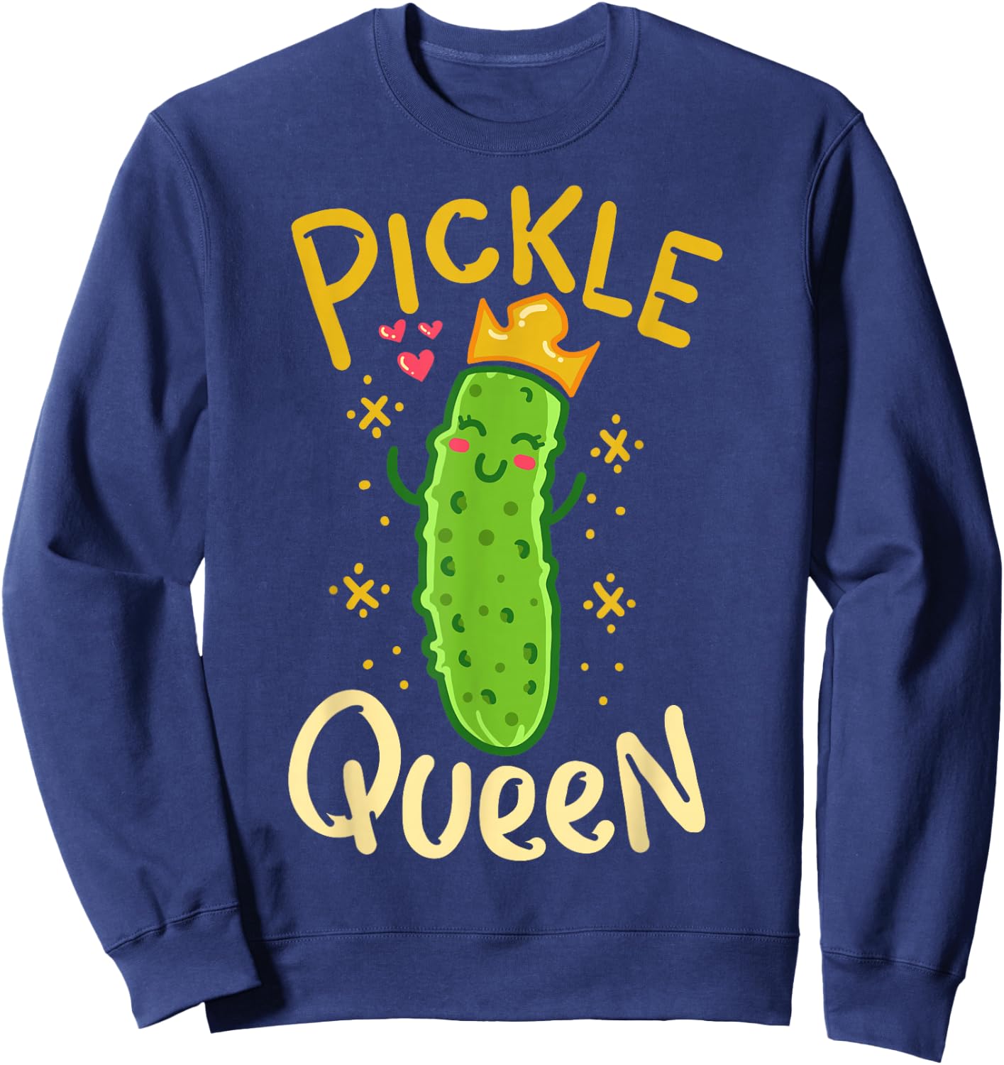 Pickle Queen Vegan Funny Cucumber Vegetable Small Sweatshirt - Sweatshirt | Navy