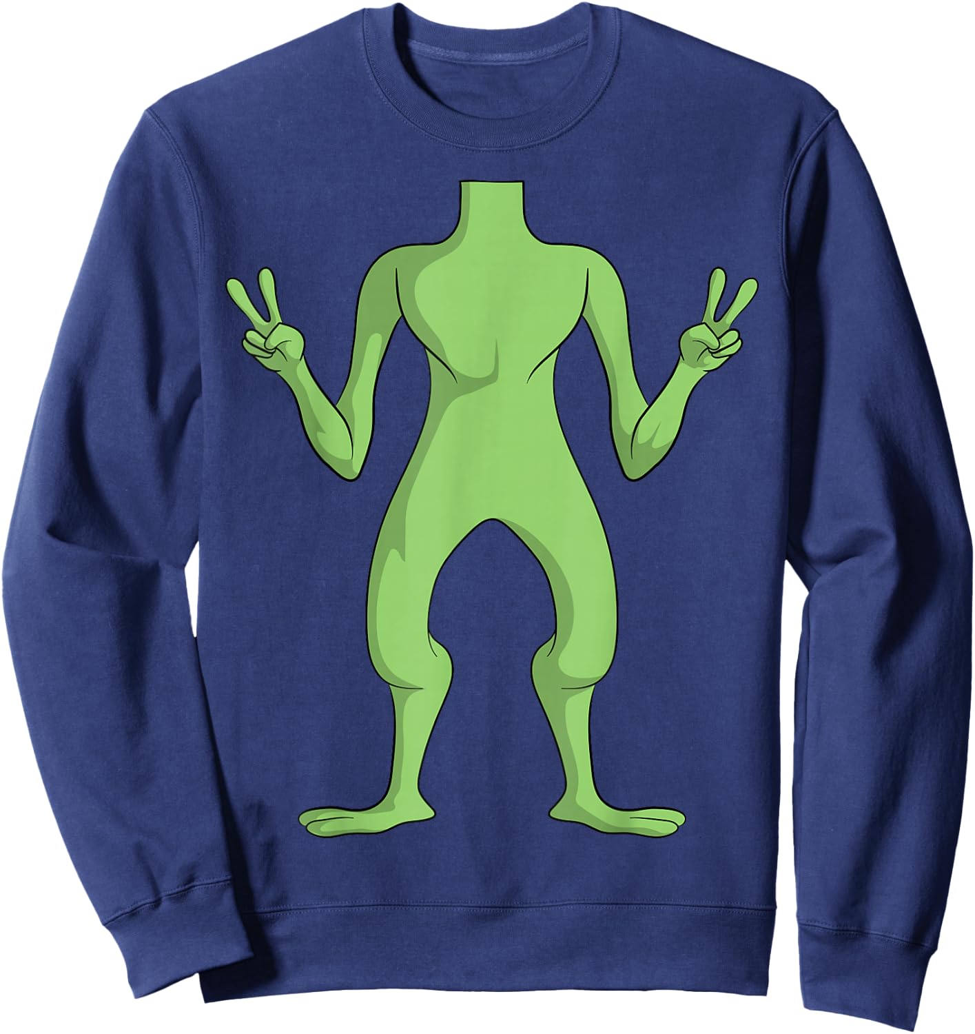Alien Body Costume Halloween UFO Alien Lover Peace Sign Sweatshirt - Sweatshirt | Navy