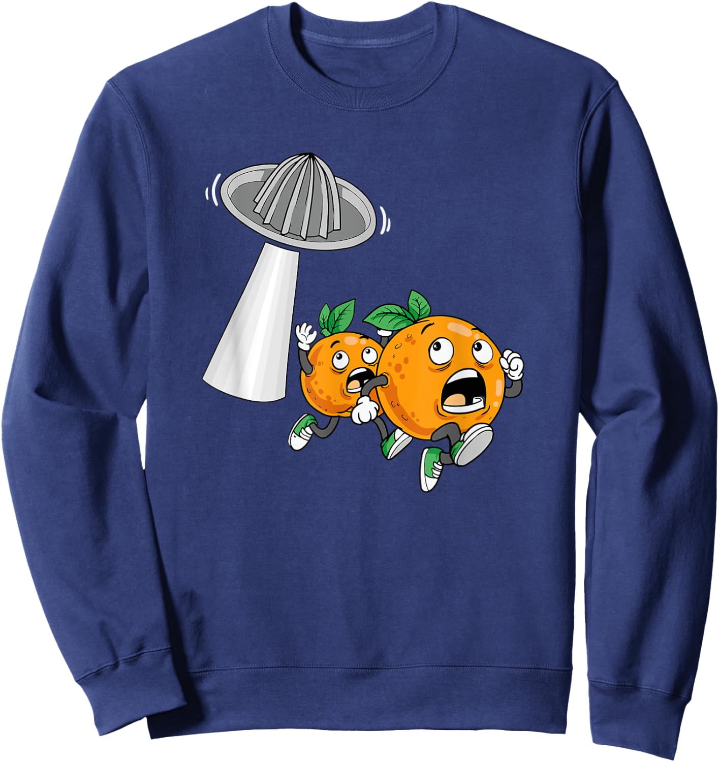 Running Oranges Flying Juicer Squeezer Orange Juice Gift Sweatshirt - Sweatshirt | Navy