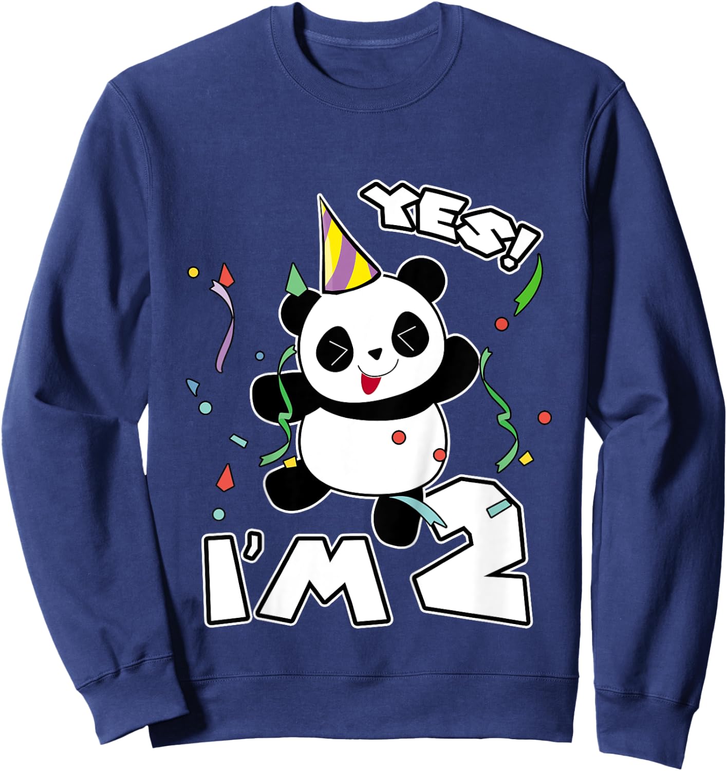 Kids 2nd Birthday Panda Yes I'm 2 Panda Costume Gift Sweatshirt - Sweatshirt | Navy