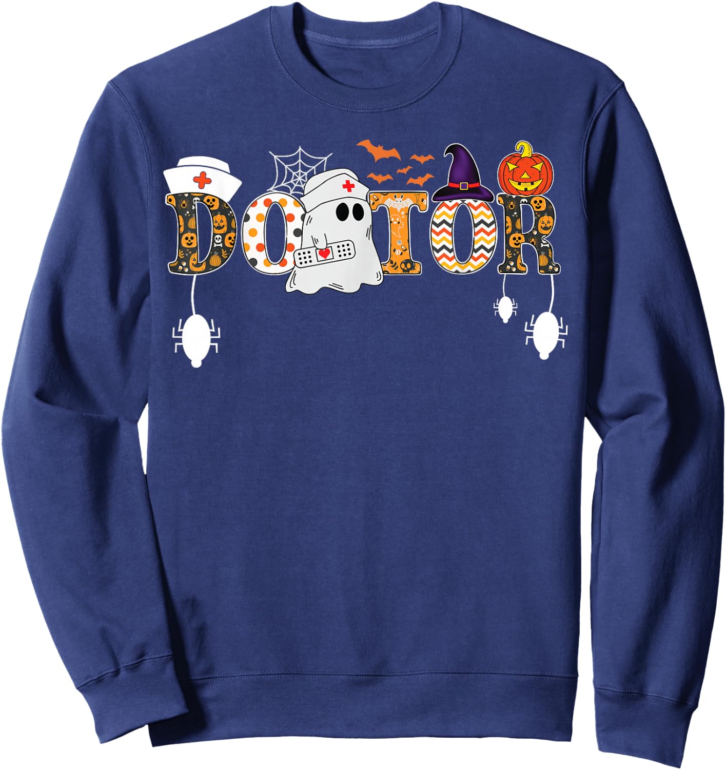 Halloween Doctor Halloween Scrub Tops Nursing Ghost Women's Sweatshirt - Sweatshirt | Navy