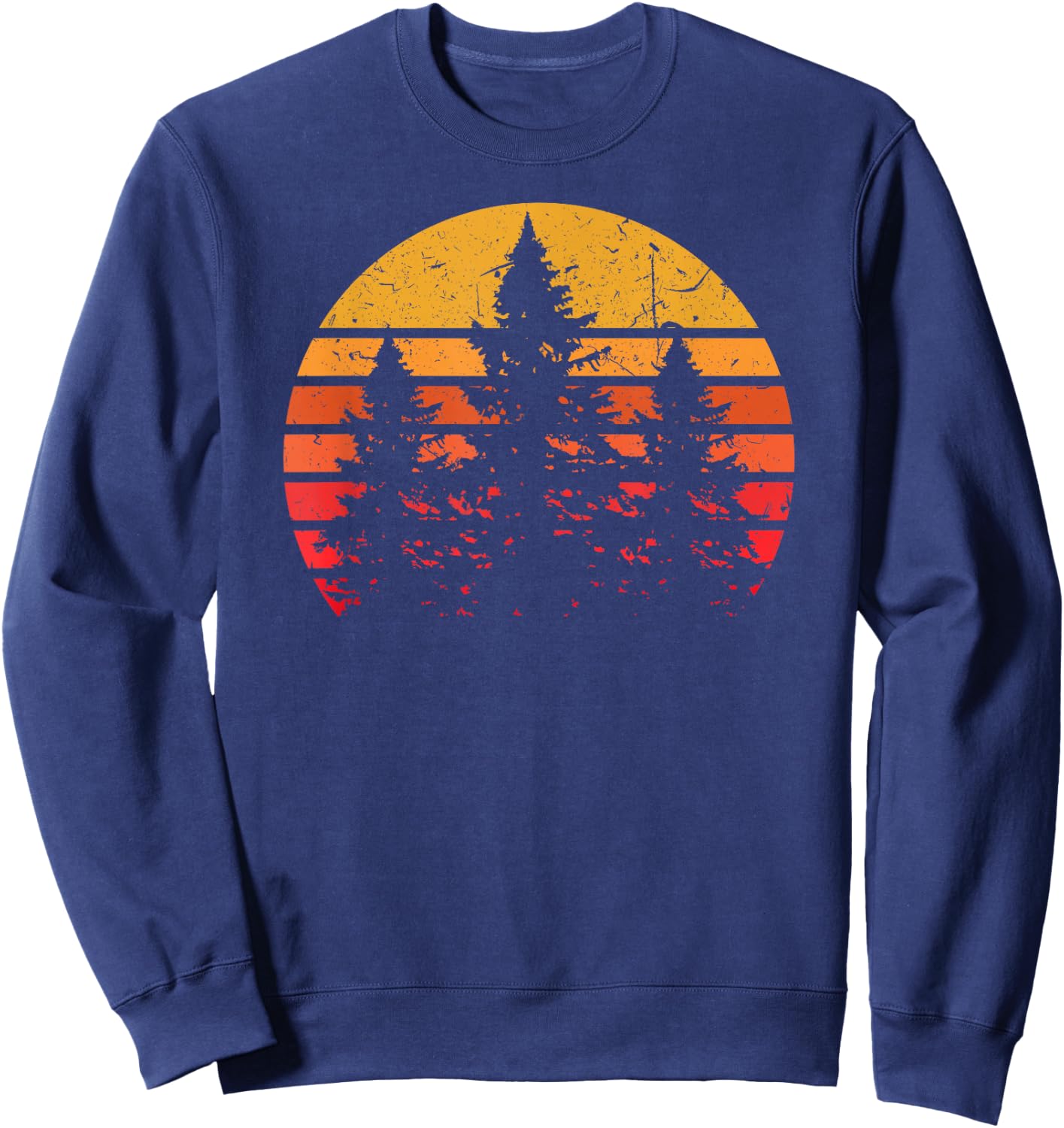 Retro Sun Minimalist Pine Tree Design - Shirt Sweatshirt - Sweatshirt | Navy