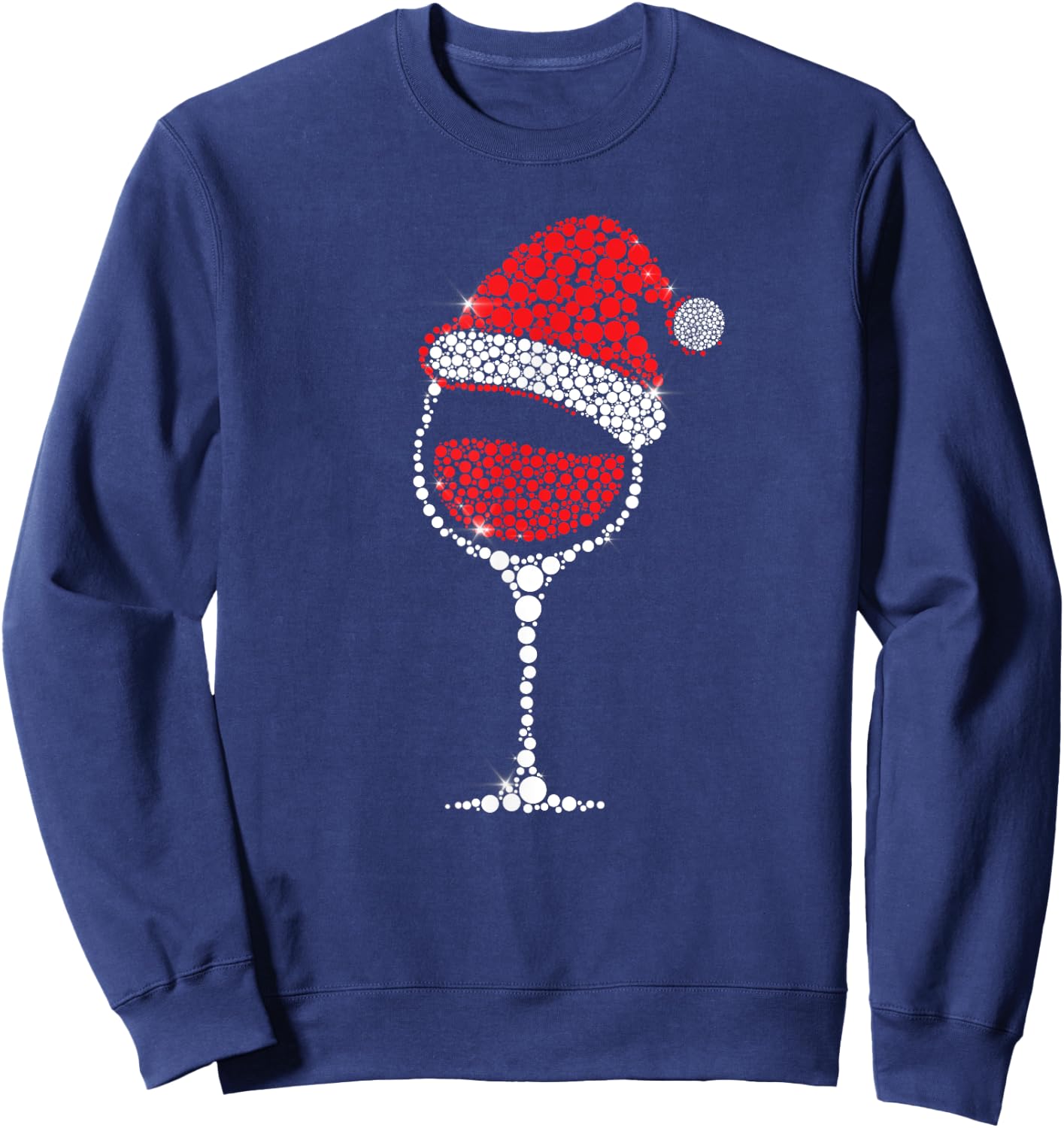 Christmas Pajama Glass of Wine Costume Santa Hat Xmas gift Sweatshirt - Sweatshirt | Navy