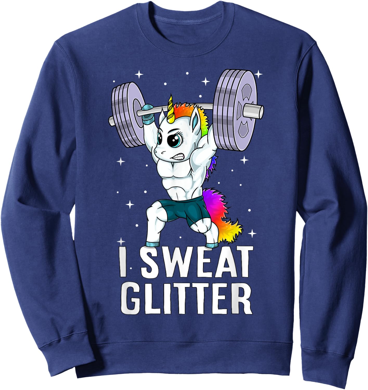 Unicorn I Sweat Glitter Funny Gym Workout Men Women Kids Sweatshirt - Sweatshirt | Navy