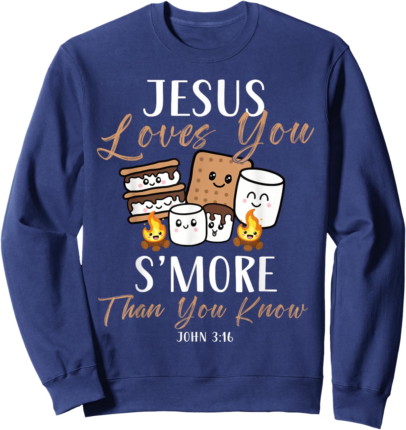 Jesus Loves You S'More Christian Church Camper Camping Lover Sweatshirt - Sweatshirt | Navy