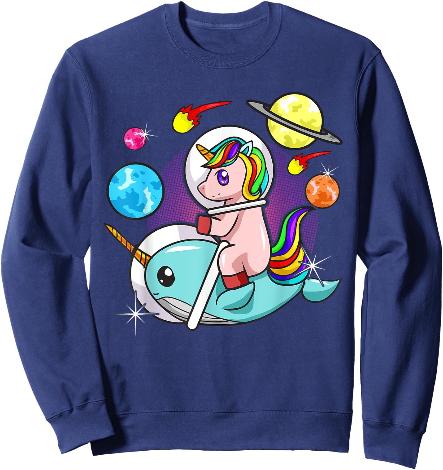 Unicorn Narwhal Space Astronaut Science Funny Humor Sweatshirt - Sweatshirt | Navy