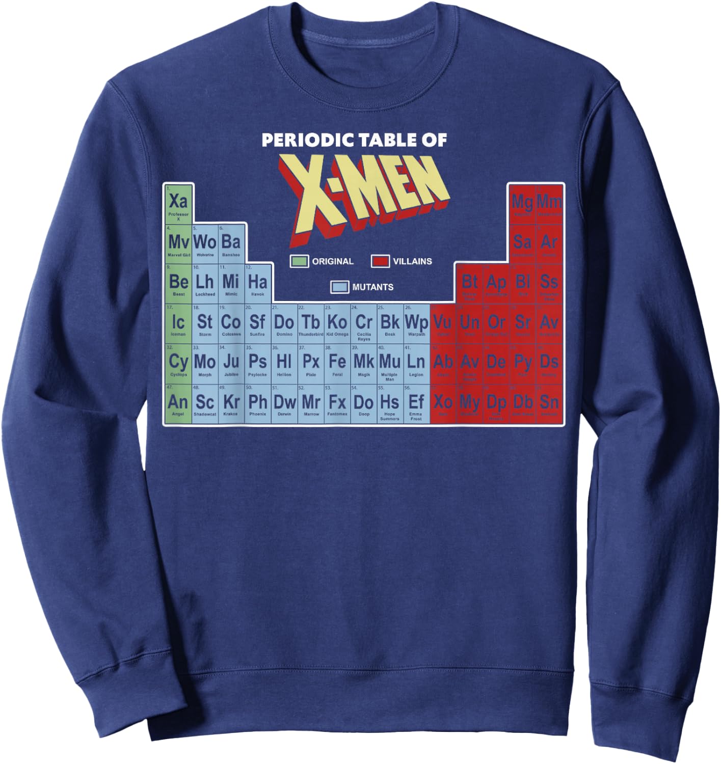 Marvel Periodic Table of X-Men Elements Colorful Sweatshirt - Sweatshirt | Navy