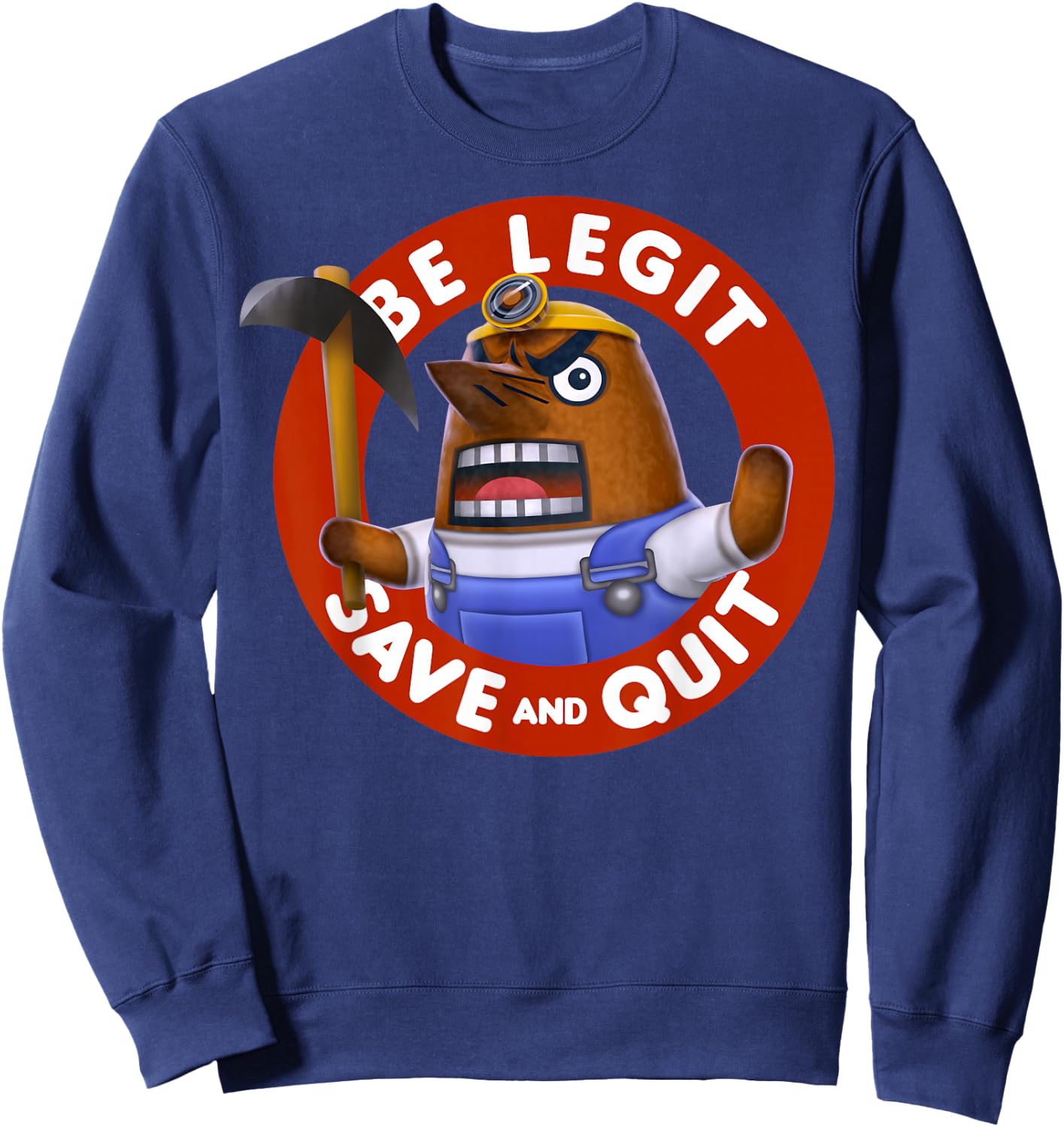 Nintendo Animal Crossing Resetti Save & Quit Graphic Sweatshirt - Sweatshirt | Navy