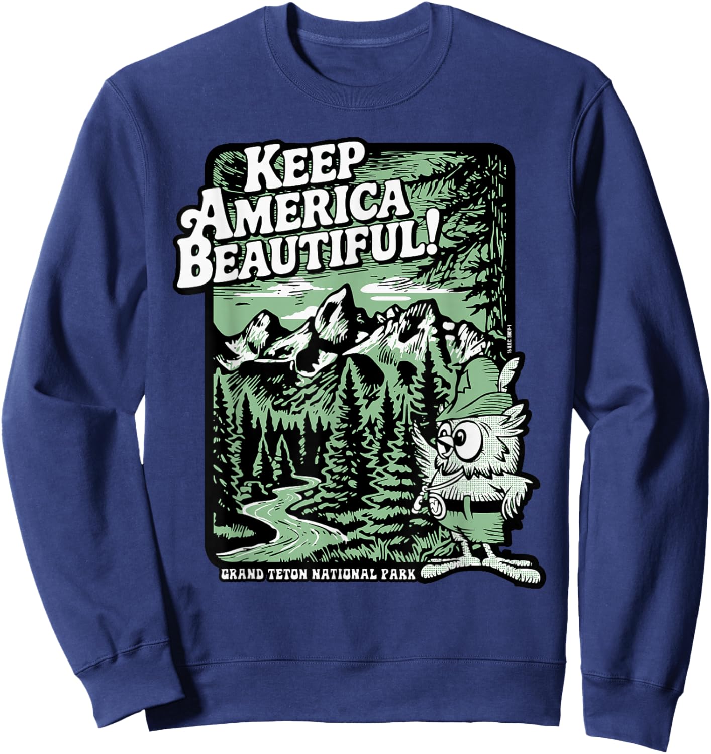 Woodsy Owl Keep America Beautiful Grand Teton National Park Sweatshirt - Sweatshirt | Navy