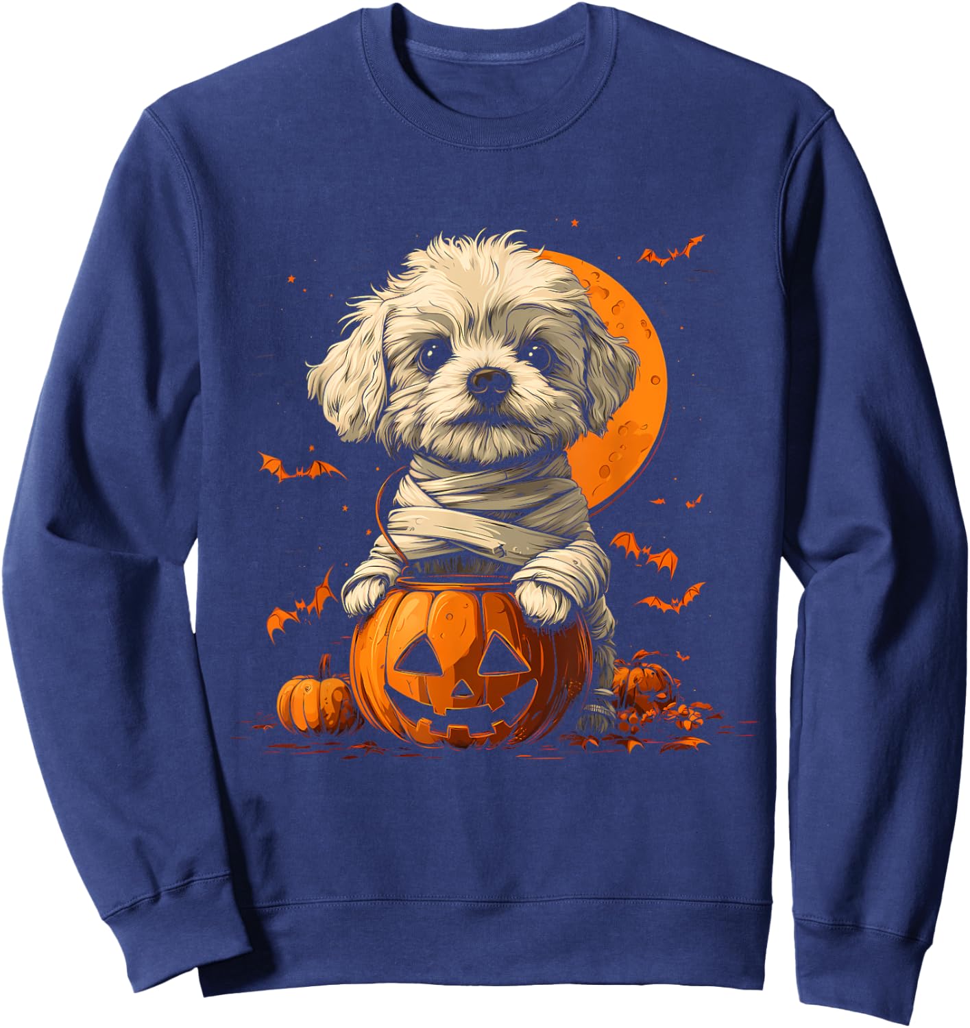 Mummy Havanese Pumpkin Scary Halloween Dog Lovers Costume Sweatshirt - Sweatshirt | Navy