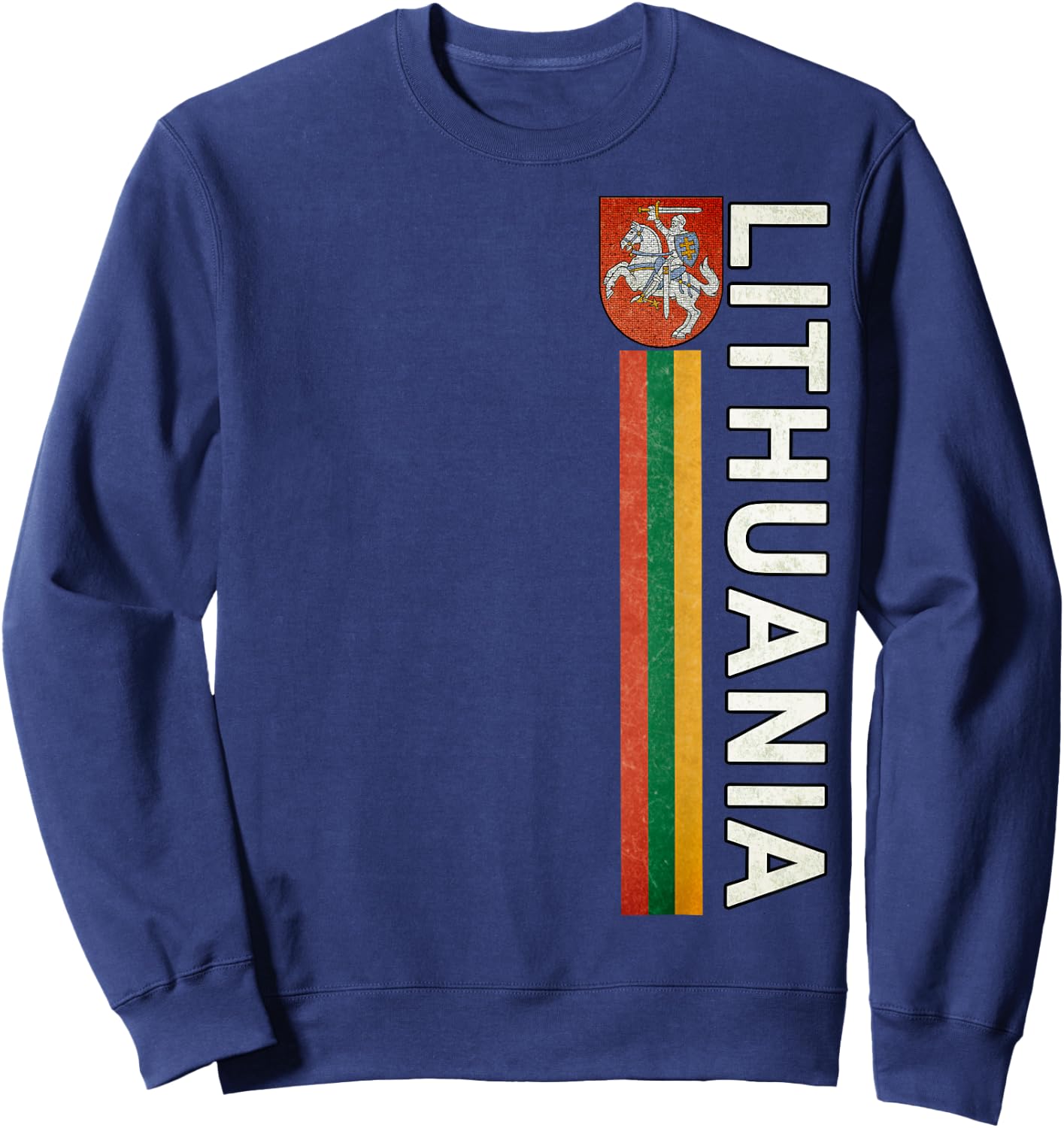 Lithuania Sporty Retro Flag and Lithuanian Emblem Sweatshirt - Sweatshirt | Navy