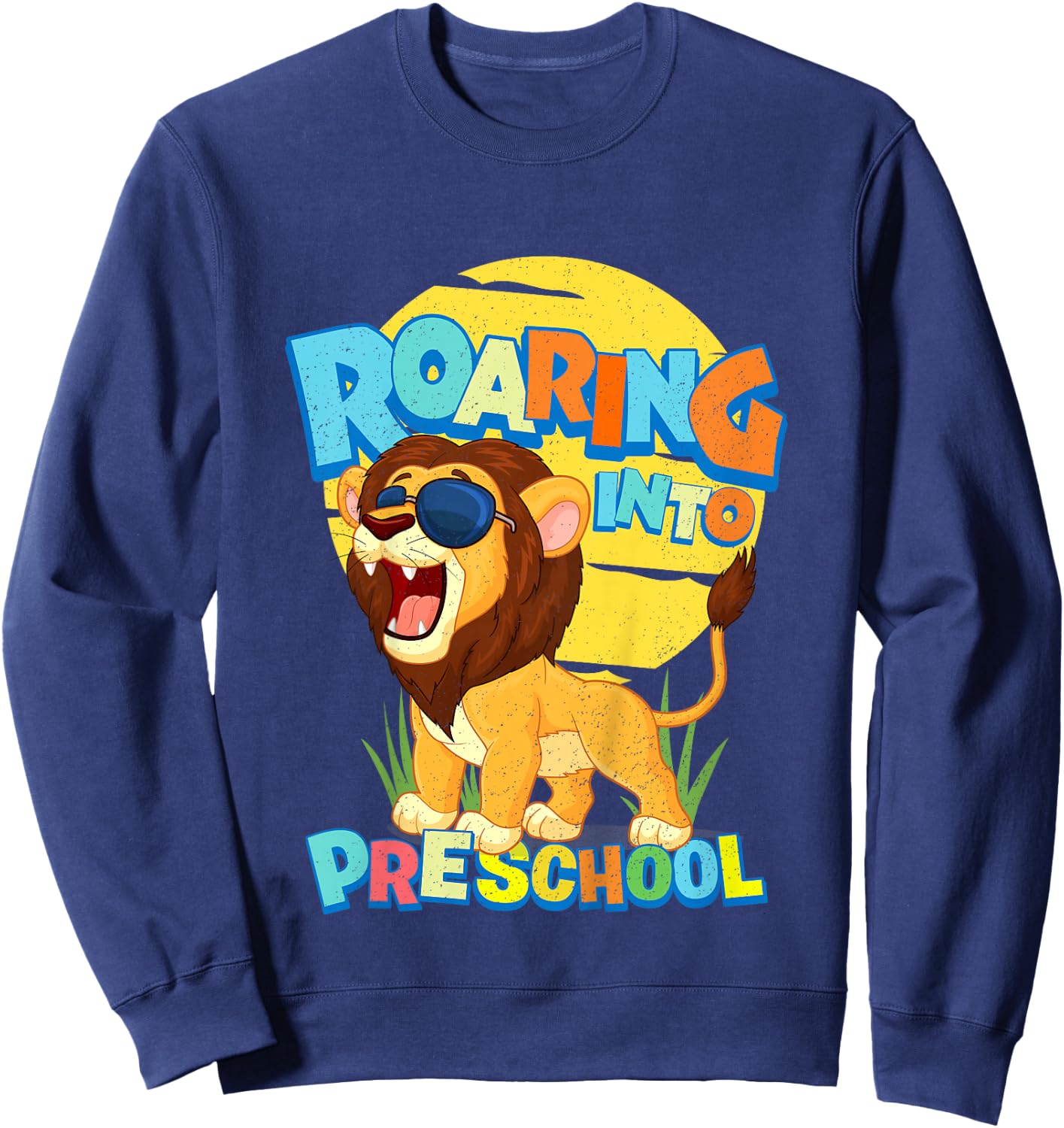 First Day of PRE-K Lion Back to School Preschool Safari Gift Sweatshirt - Sweatshirt | Navy