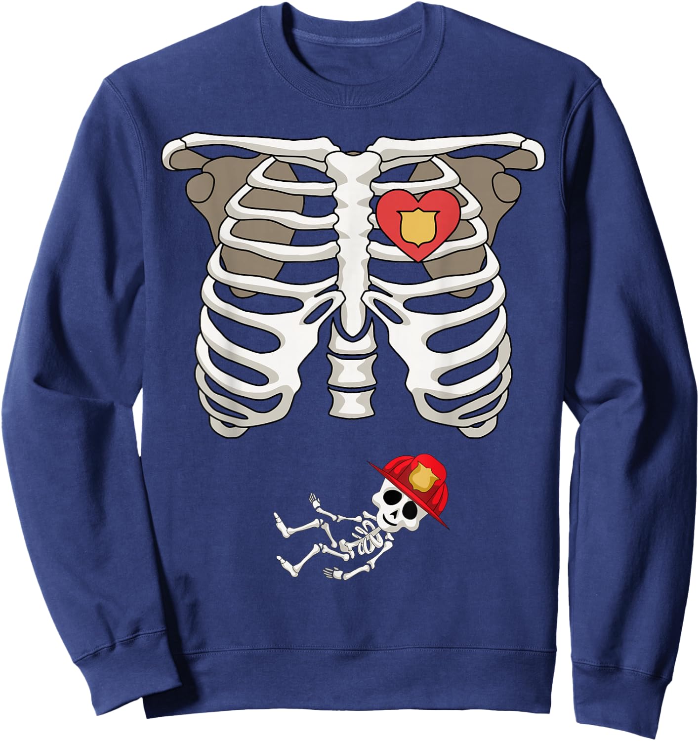 Pregnancy Skeleton Rib Funny Firefighter Bump Shirt Sweatshirt - Sweatshirt | Navy