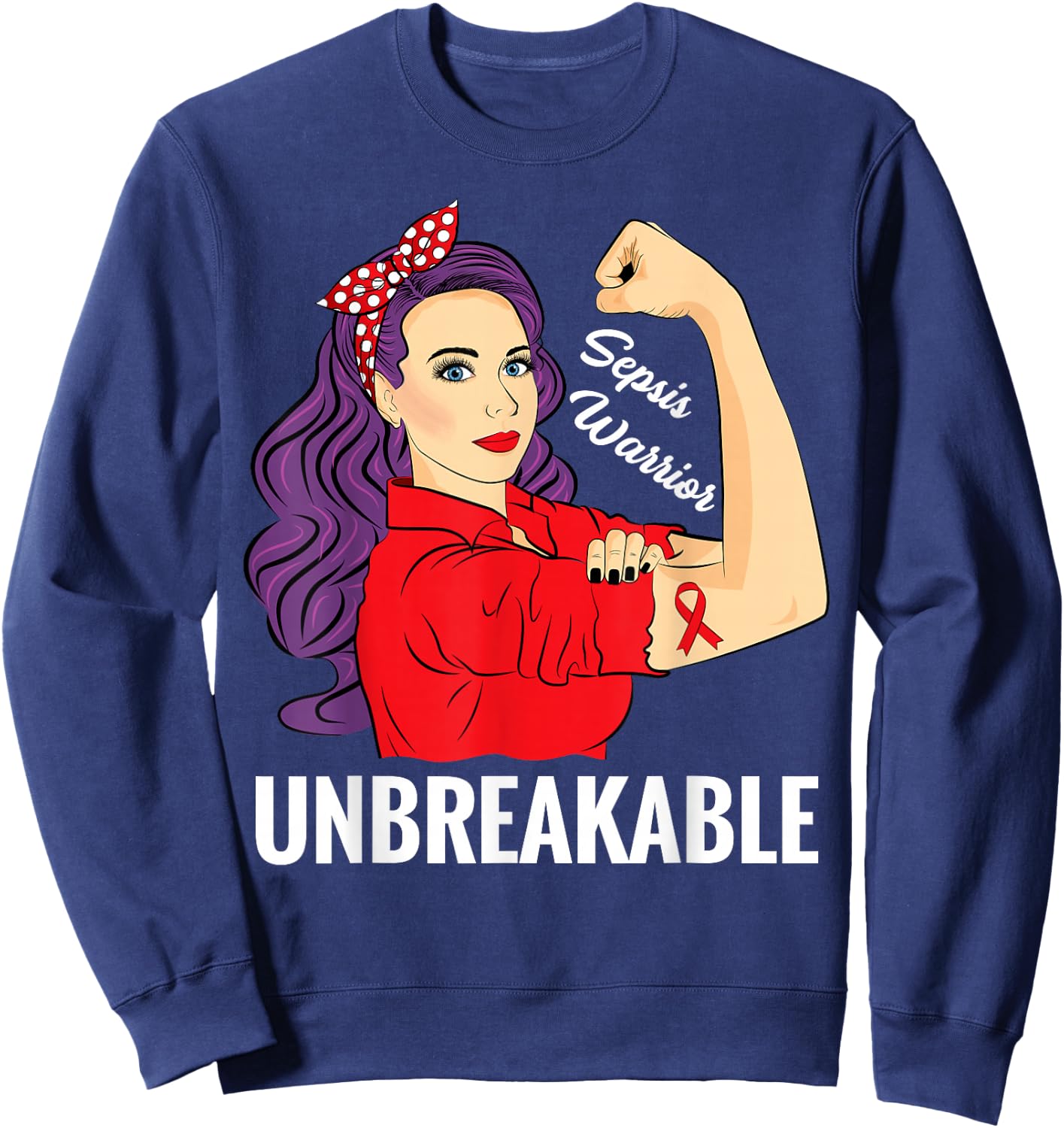 Sepsis Awareness Sepsis Survivor Warrior Unbreakable Sweatshirt - Sweatshirt | Navy